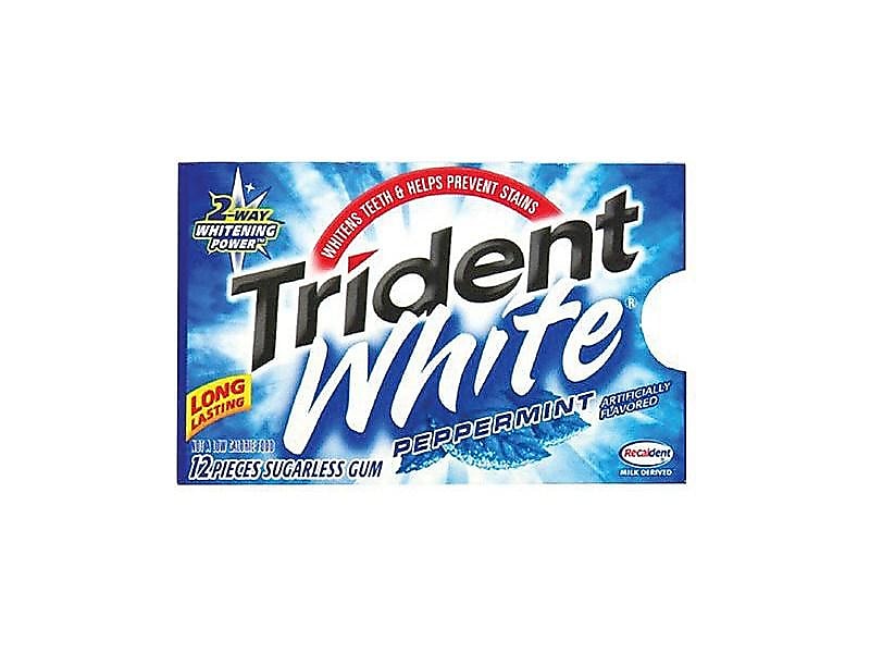 Trident White Sugar Free Peppermint Gum, 12 Pieces/Pack, 9/Box