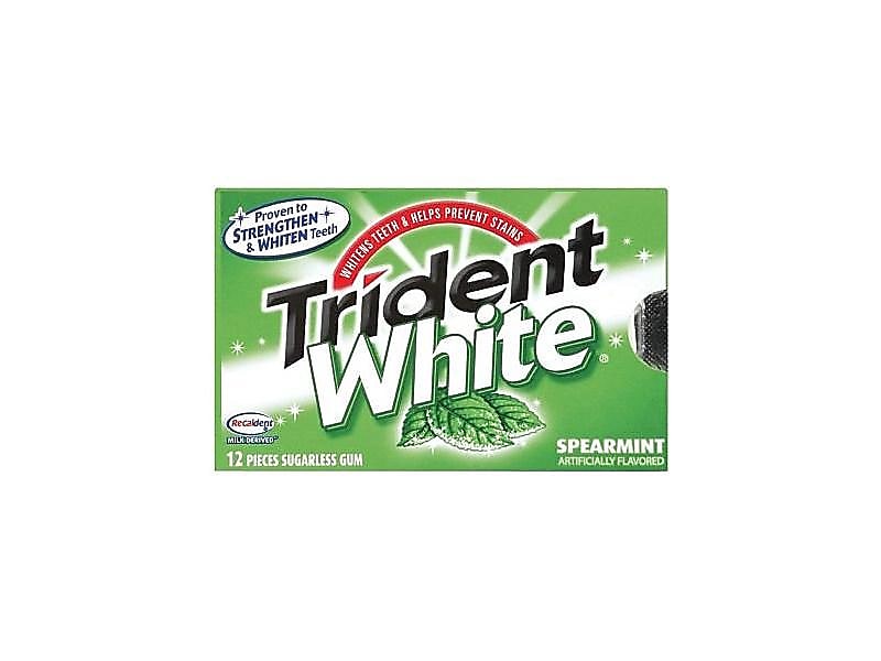 Trident White Sugar Free White spearmint Gum, 16 Pieces/Pack, 9/Box