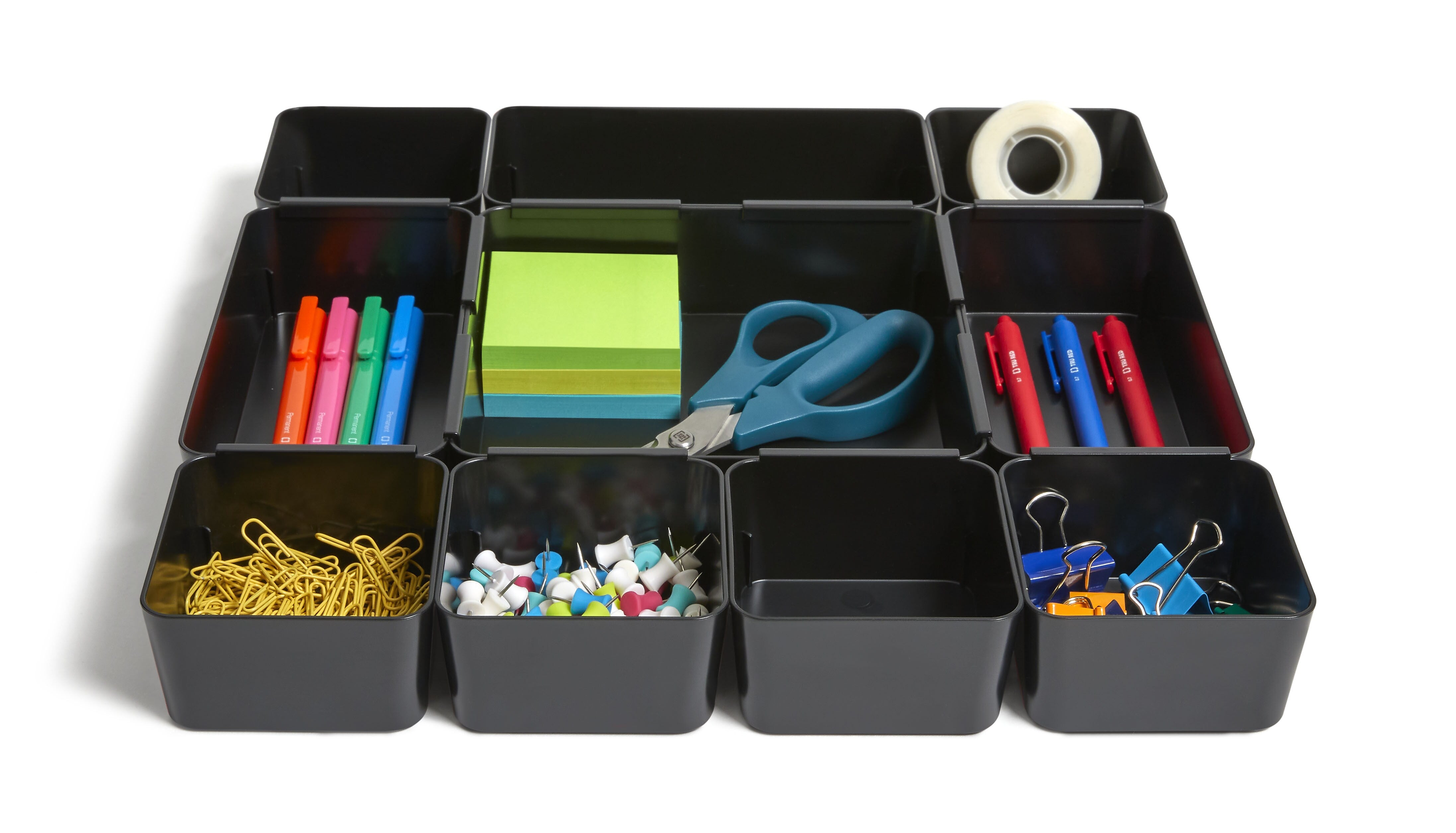 TRU RED™ 10-Compartment Plastic Drawer Organizer, Black