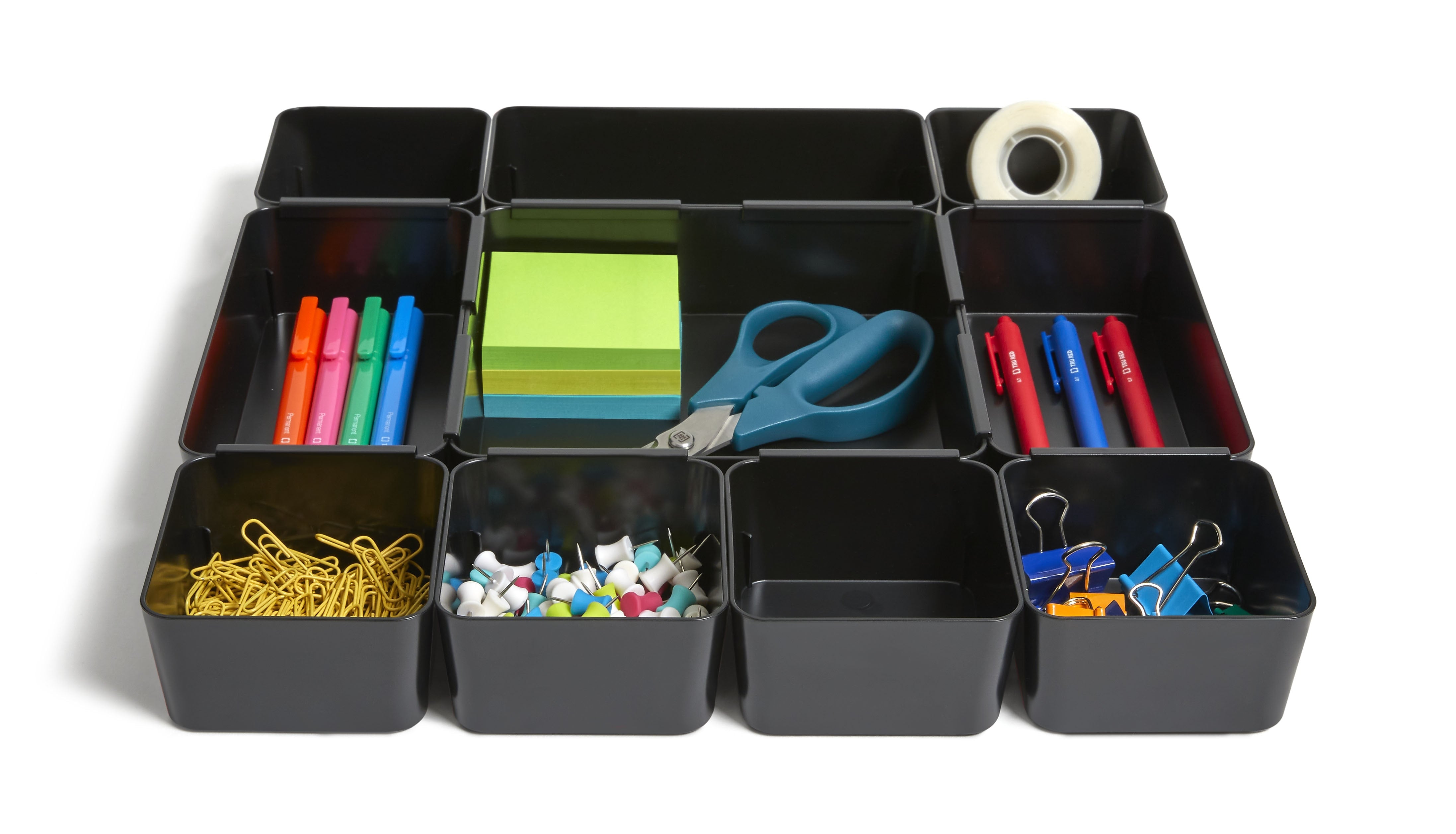 TRU RED™ 10-Compartment Plastic Drawer Organizer, Black
