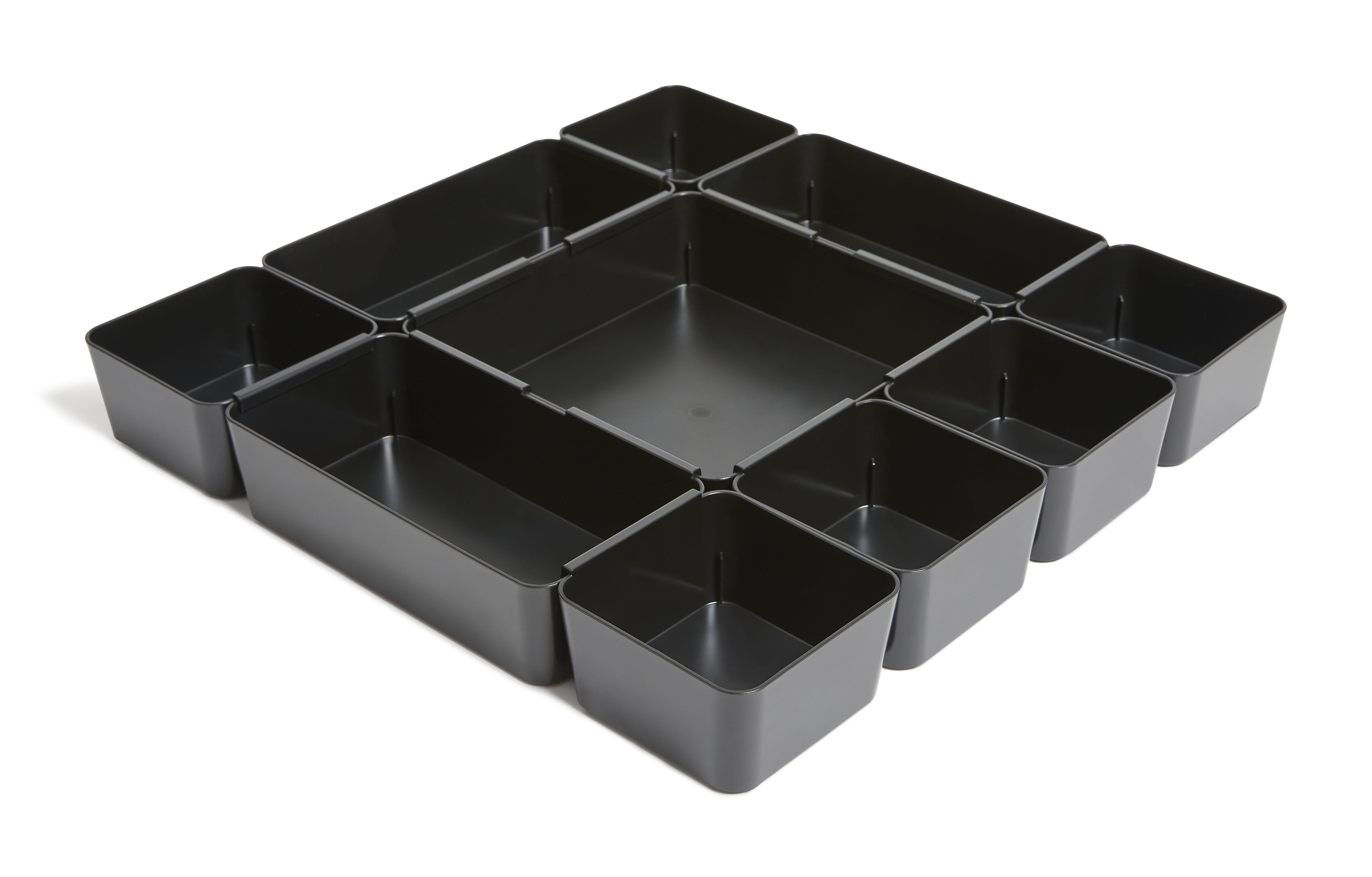 TRU RED™ 10-Compartment Plastic Drawer Organizer, Black