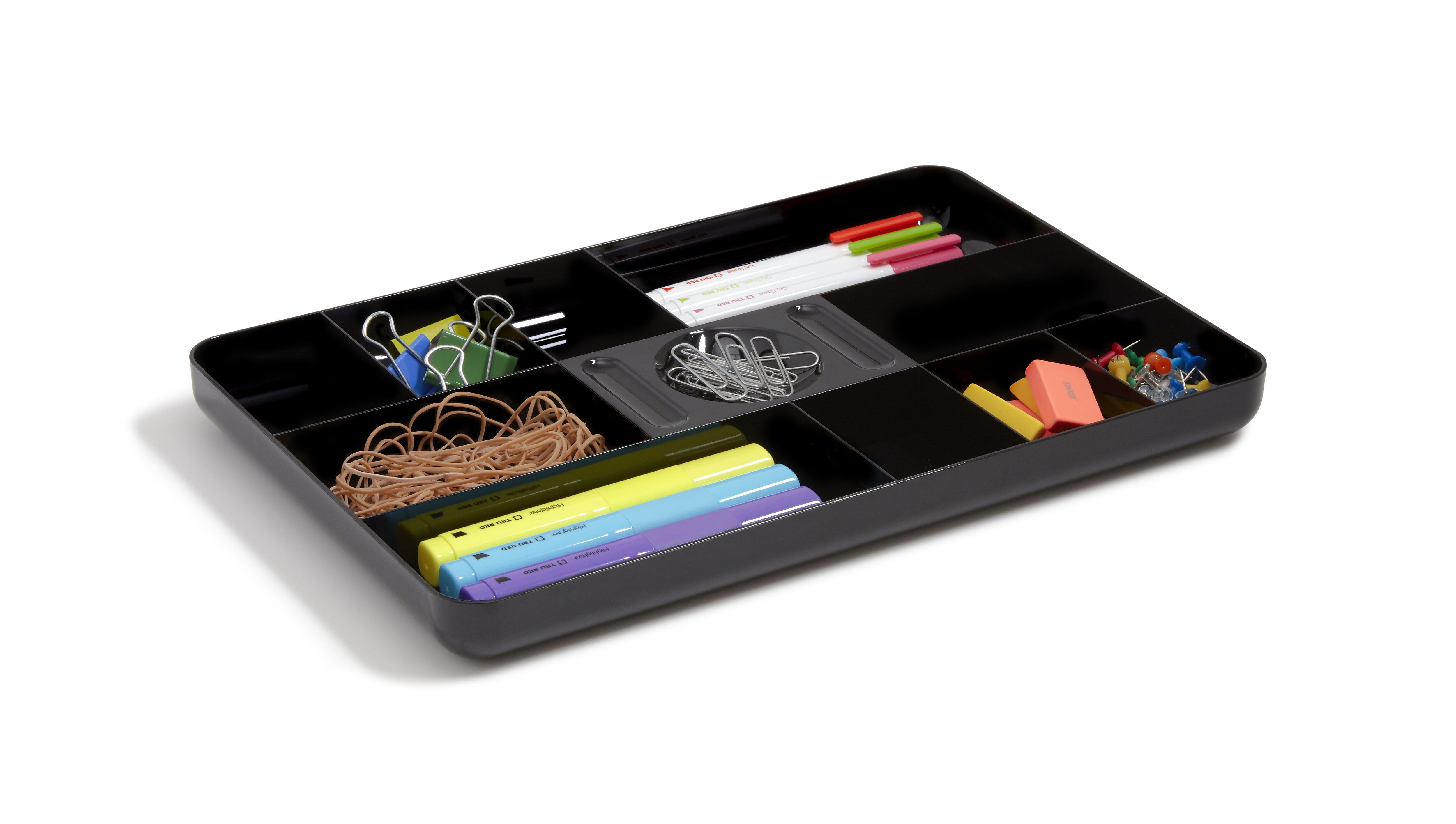 TRU RED™ 13-Compartment Plastic Drawer Organizer, Black