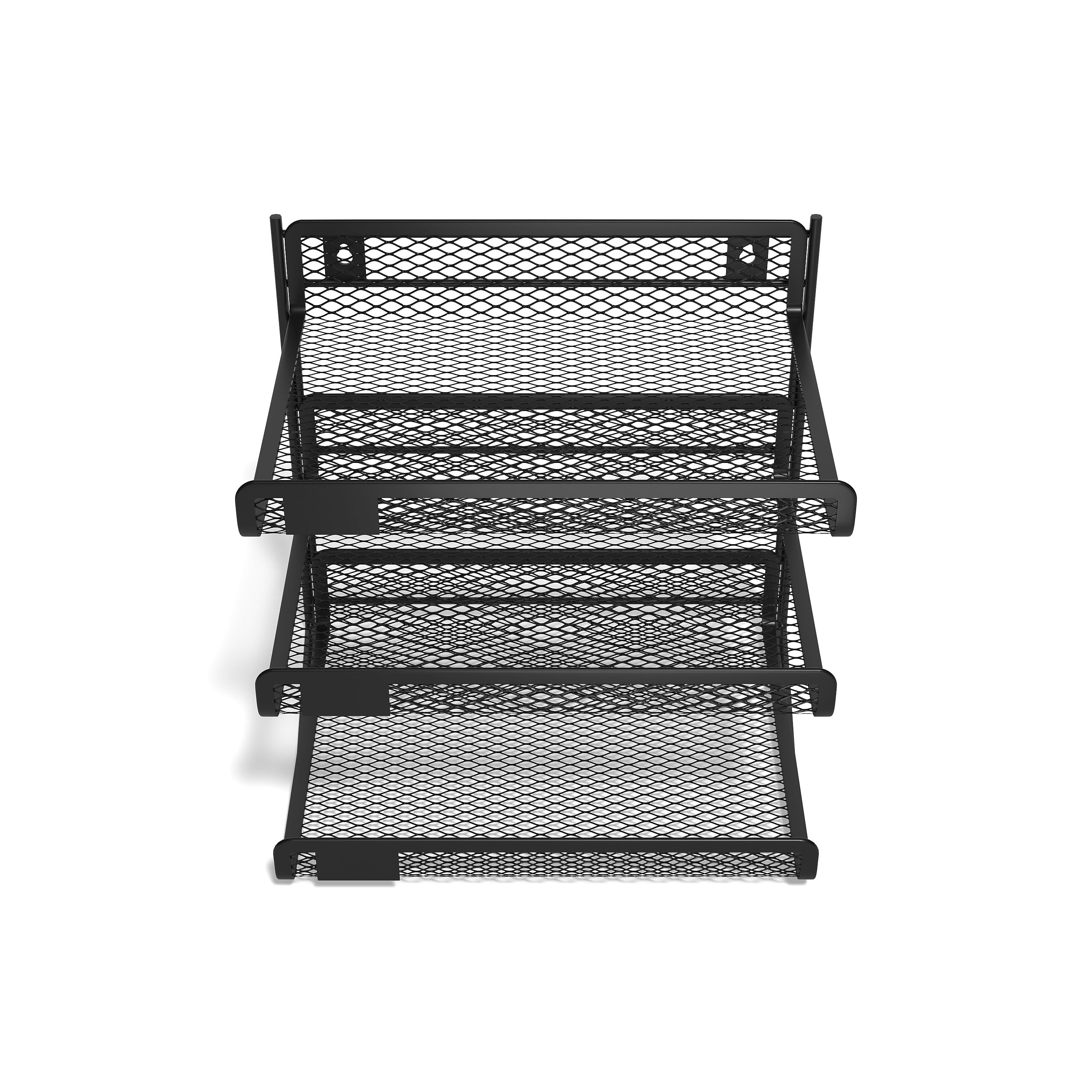 TRU RED™ 3-Compartment Metal Mesh File Organizer, Matte Black