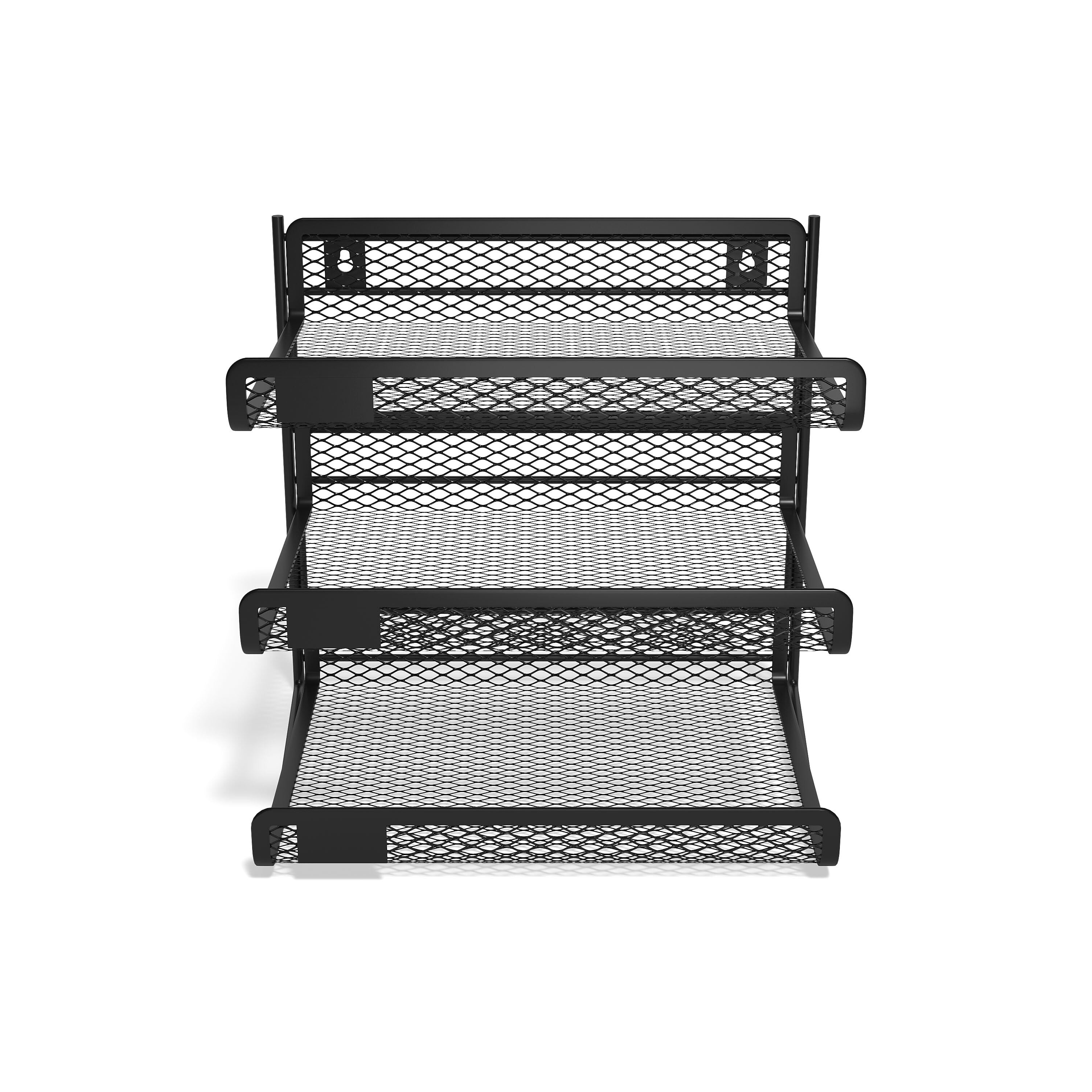 TRU RED™ 3-Compartment Metal Mesh File Organizer, Matte Black