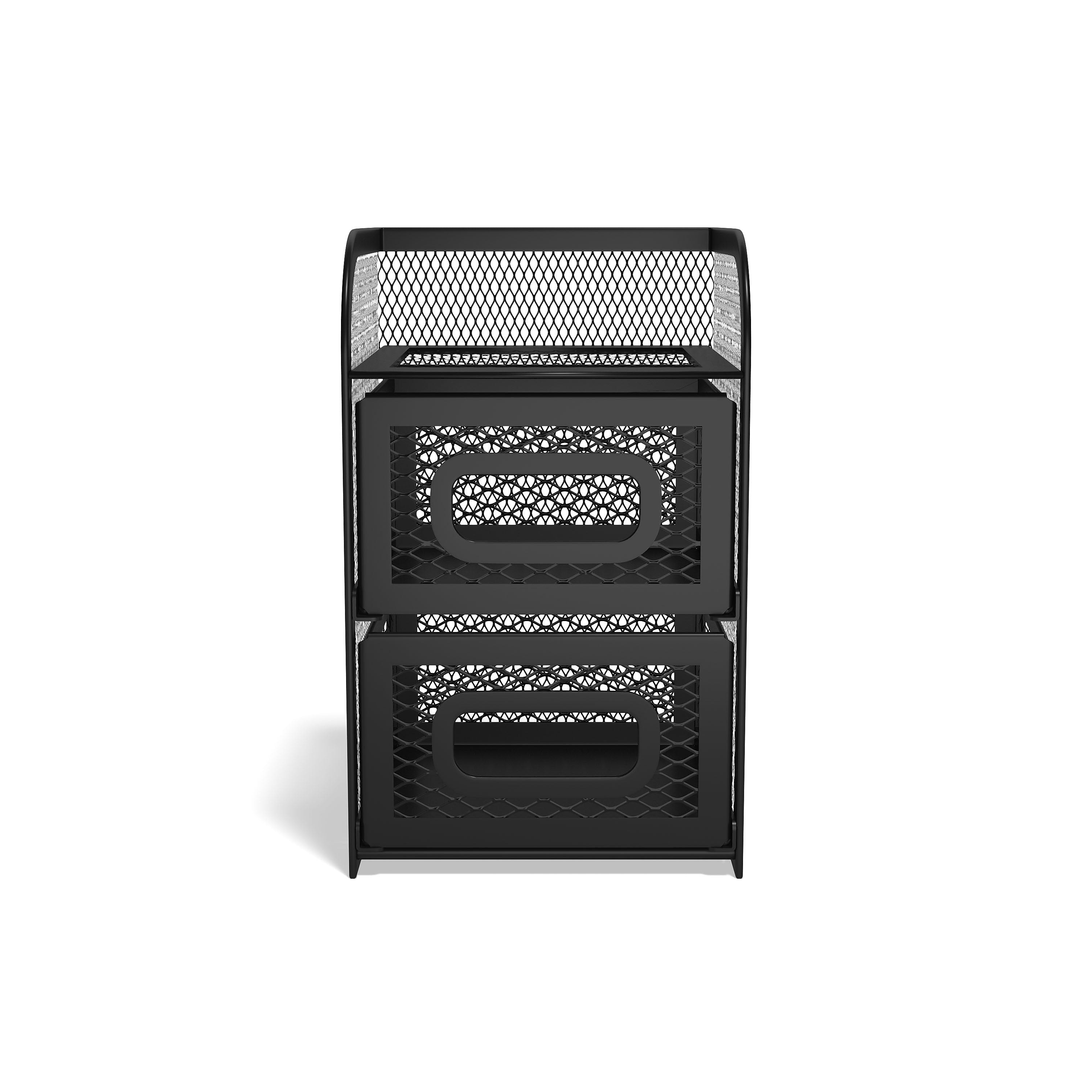 TRU RED™ 3-Compartment Wire Mesh Desk Organizer, Matte Black