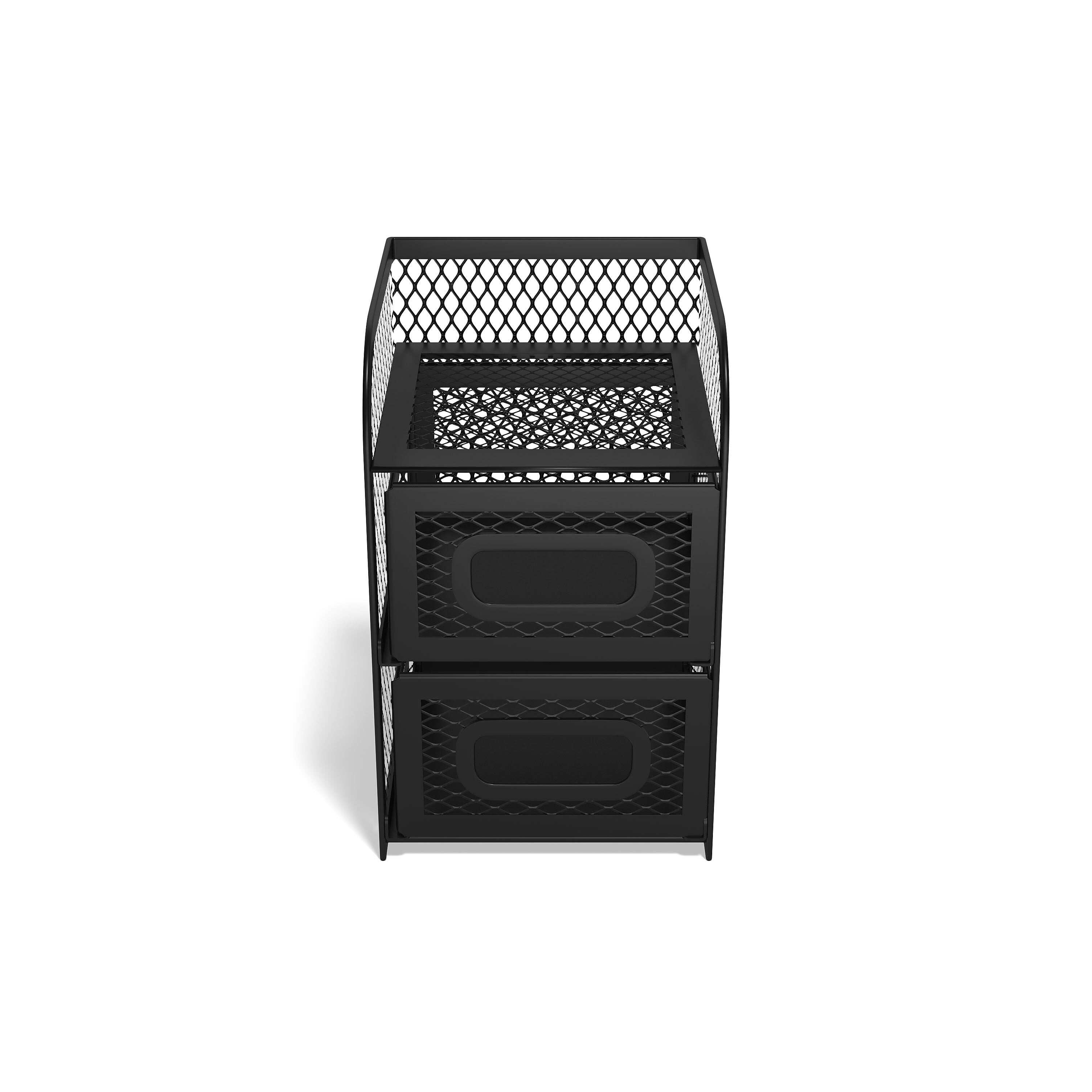 TRU RED™ 3-Compartment Wire Mesh Desk Organizer, Matte Black