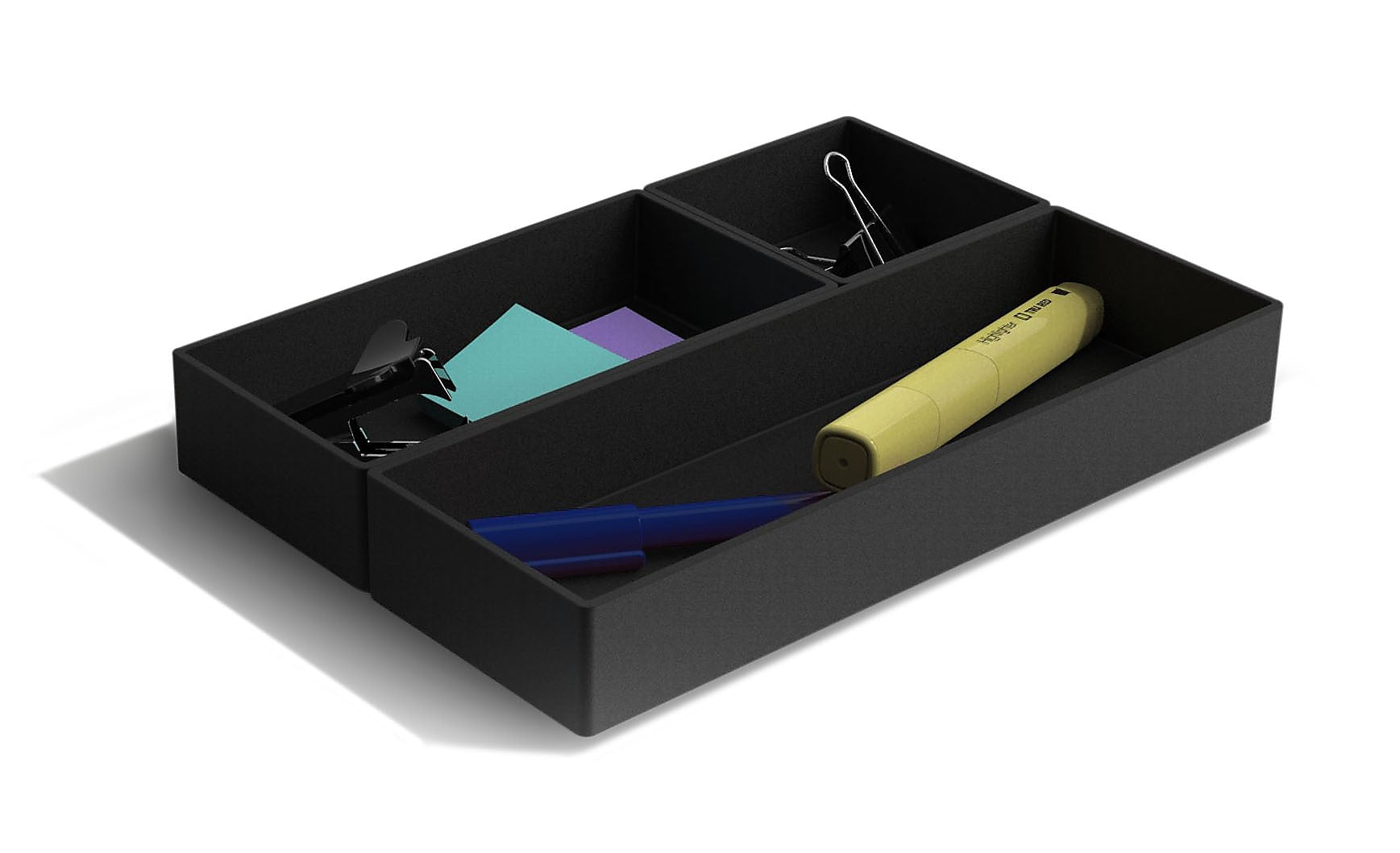 TRU RED™ 3 Piece Plastic Drawer Organizer, Black