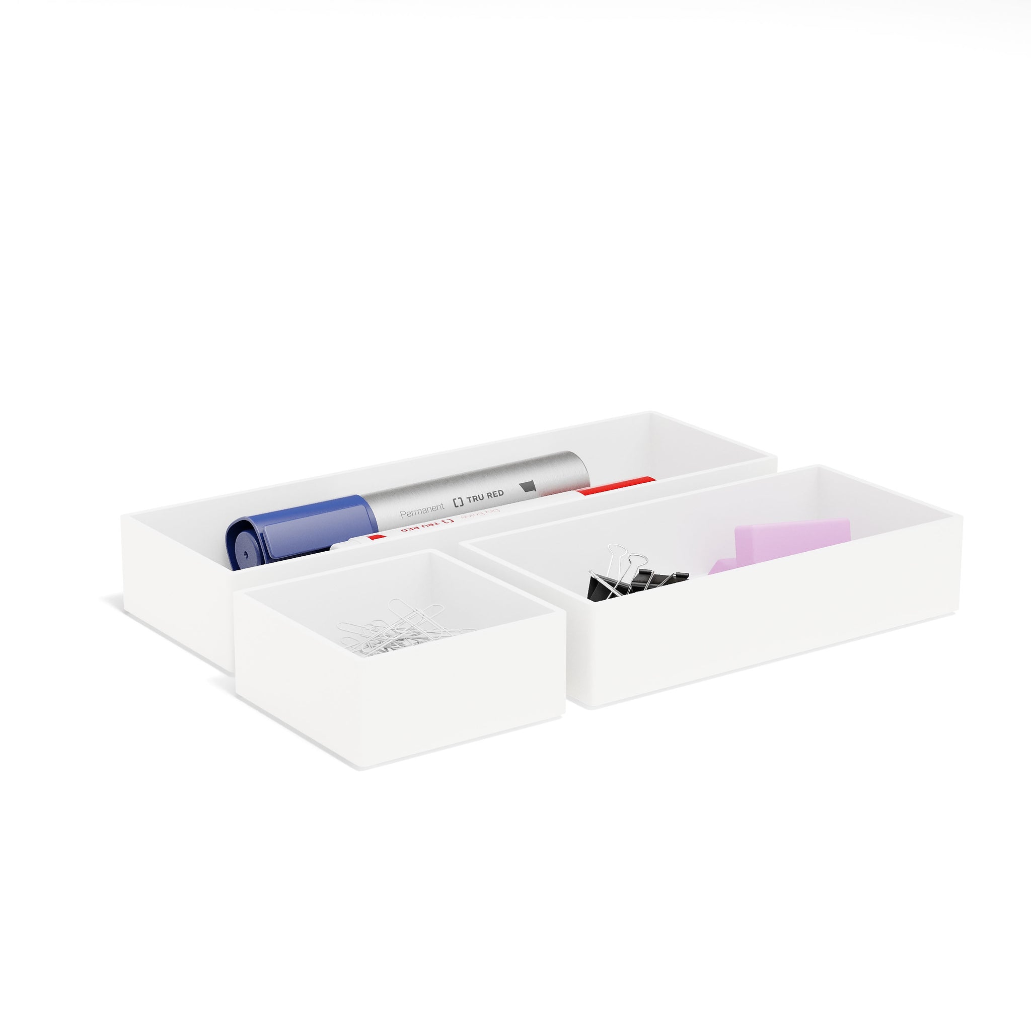 TRU RED™ 3 Piece Plastic Drawer Organizer, White