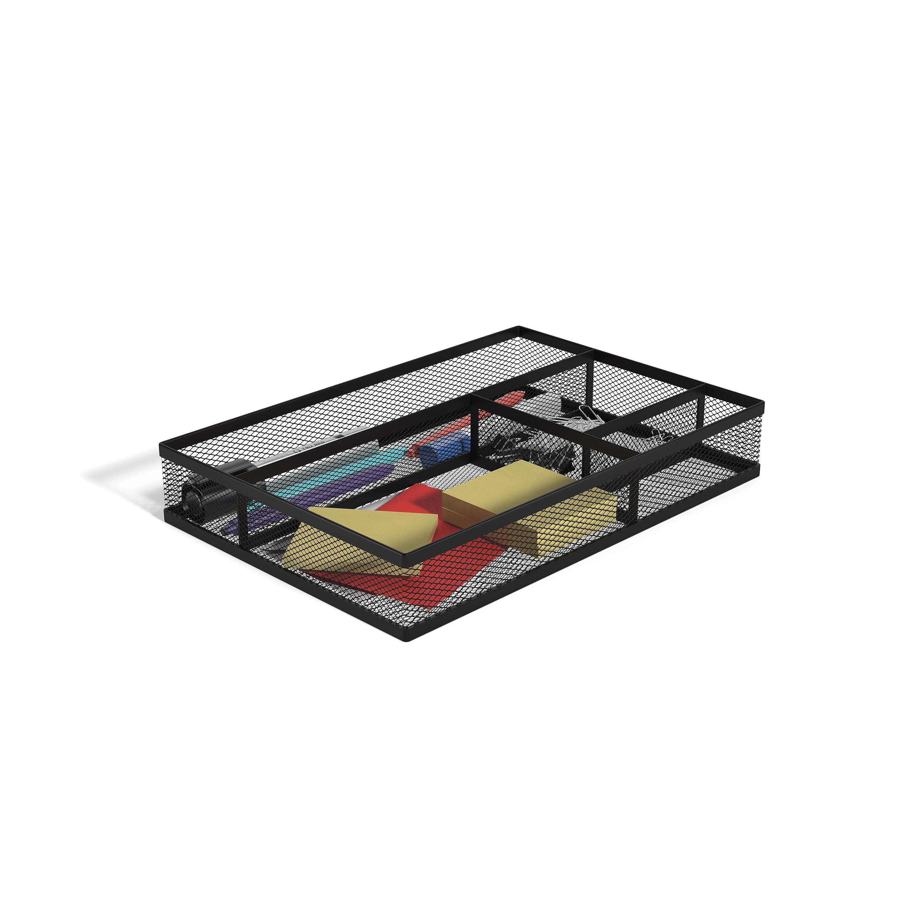 TRU RED™ 4 Compartment Mesh Drawer Organizer, Matte Black