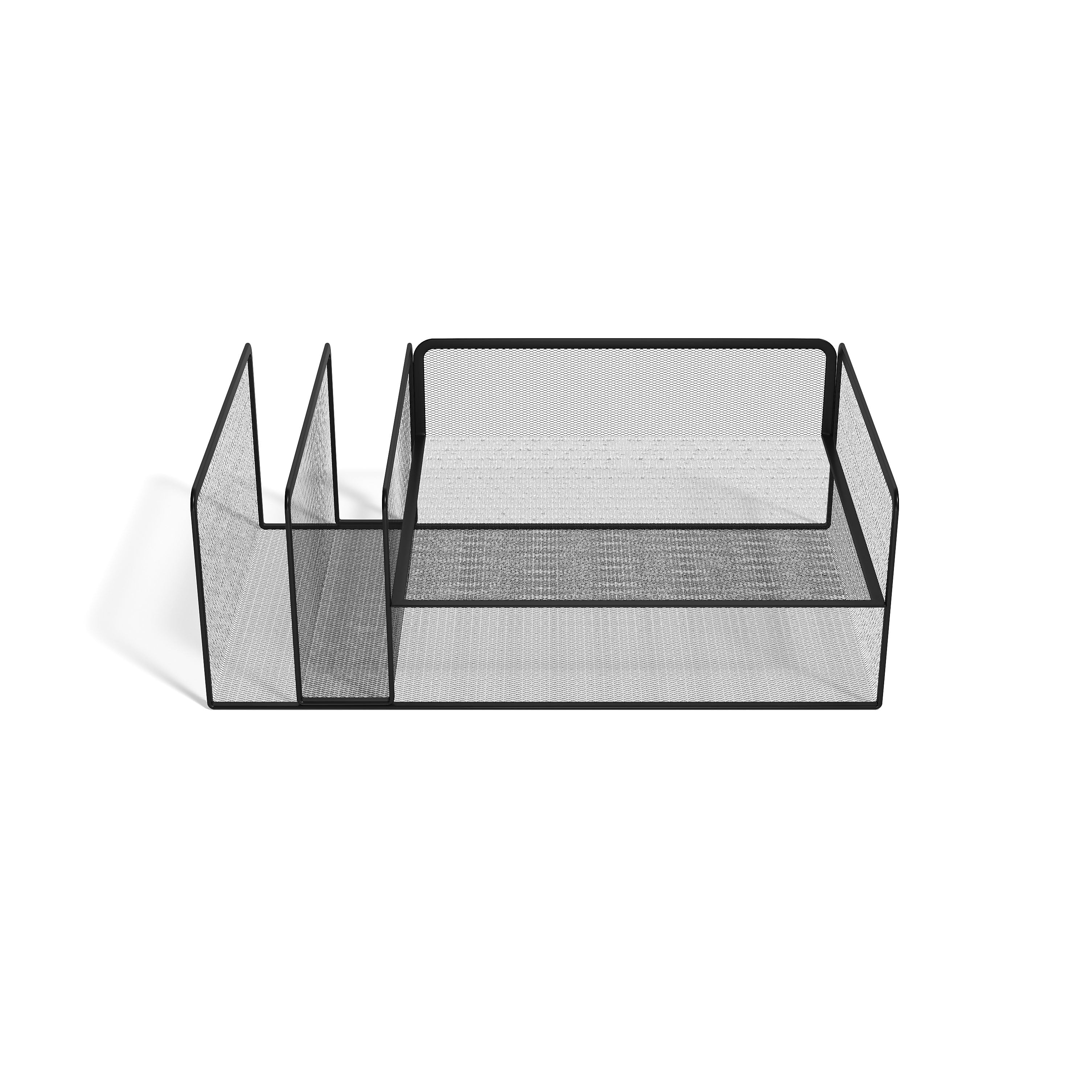TRU RED™ 4-Compartment Metal Mesh File Organizer, Matte Black