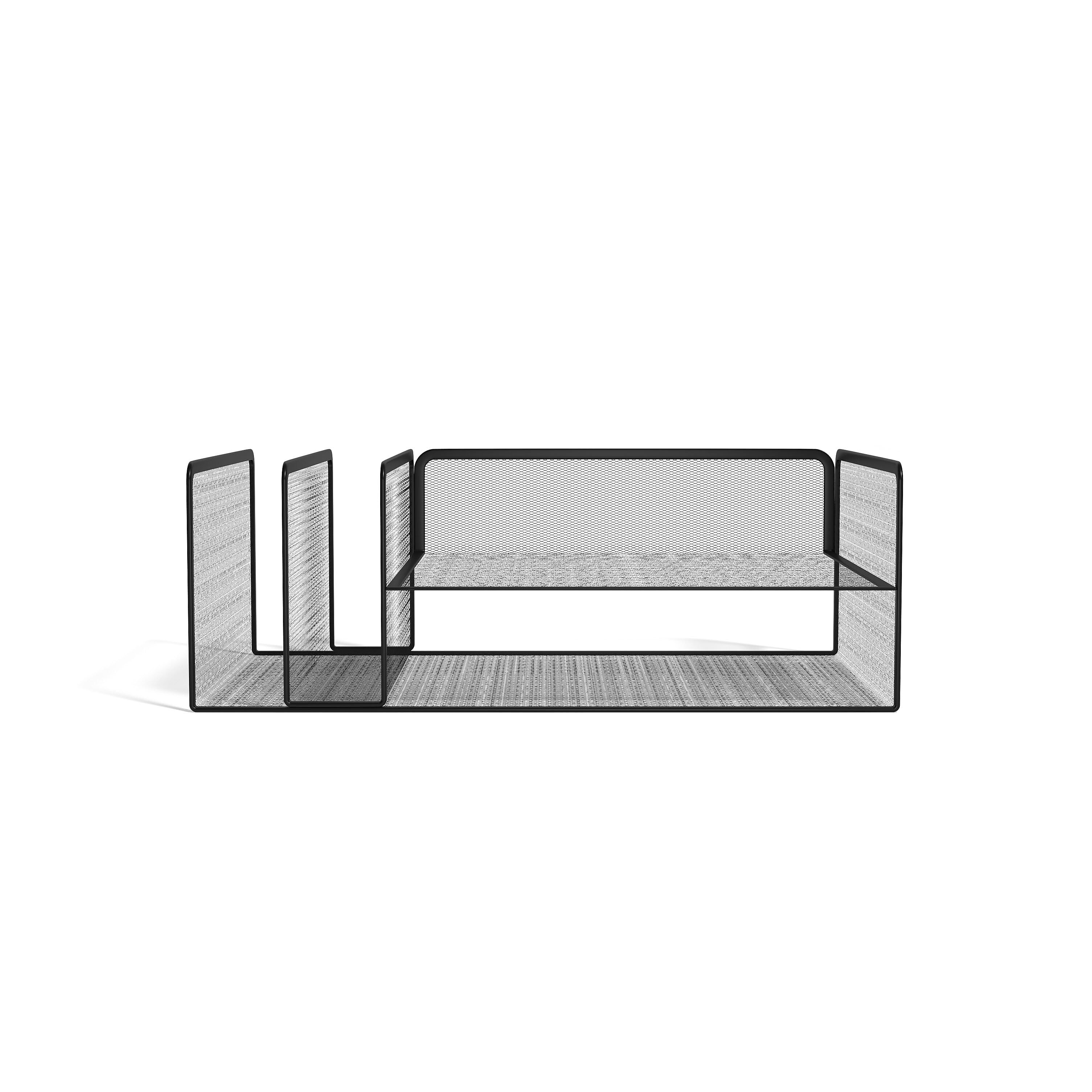 TRU RED™ 4-Compartment Metal Mesh File Organizer, Matte Black