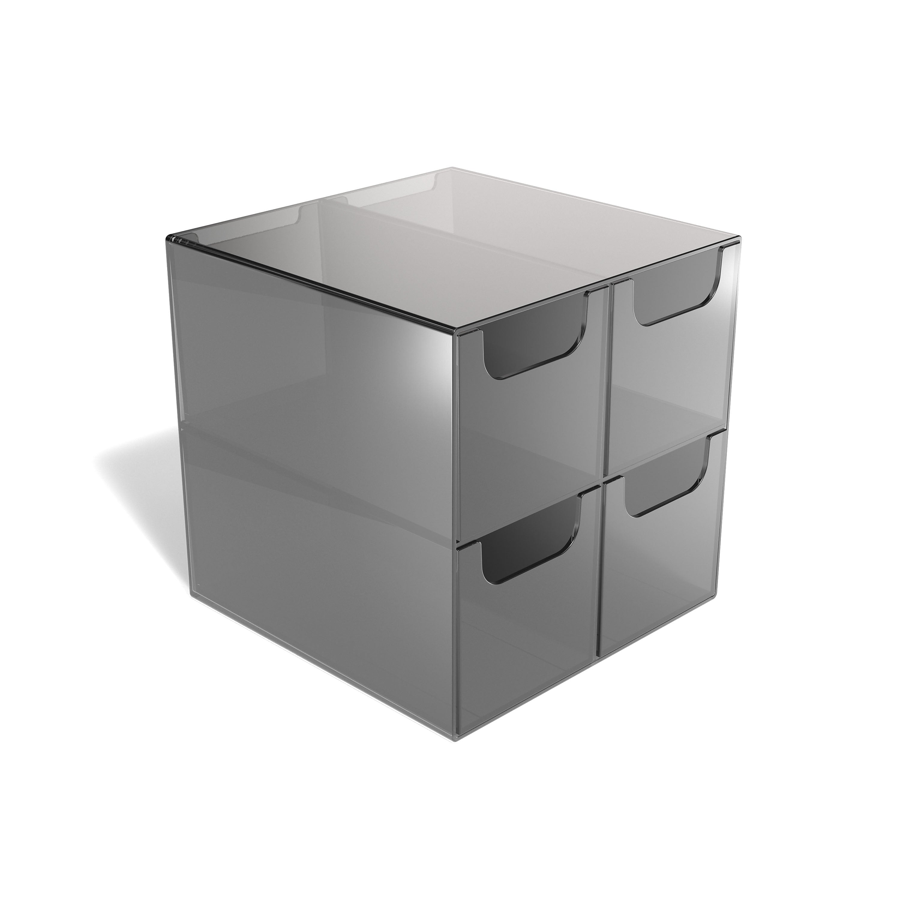 TRU RED™ 4-Compartment Plastic Desktop Organizer, Smoke