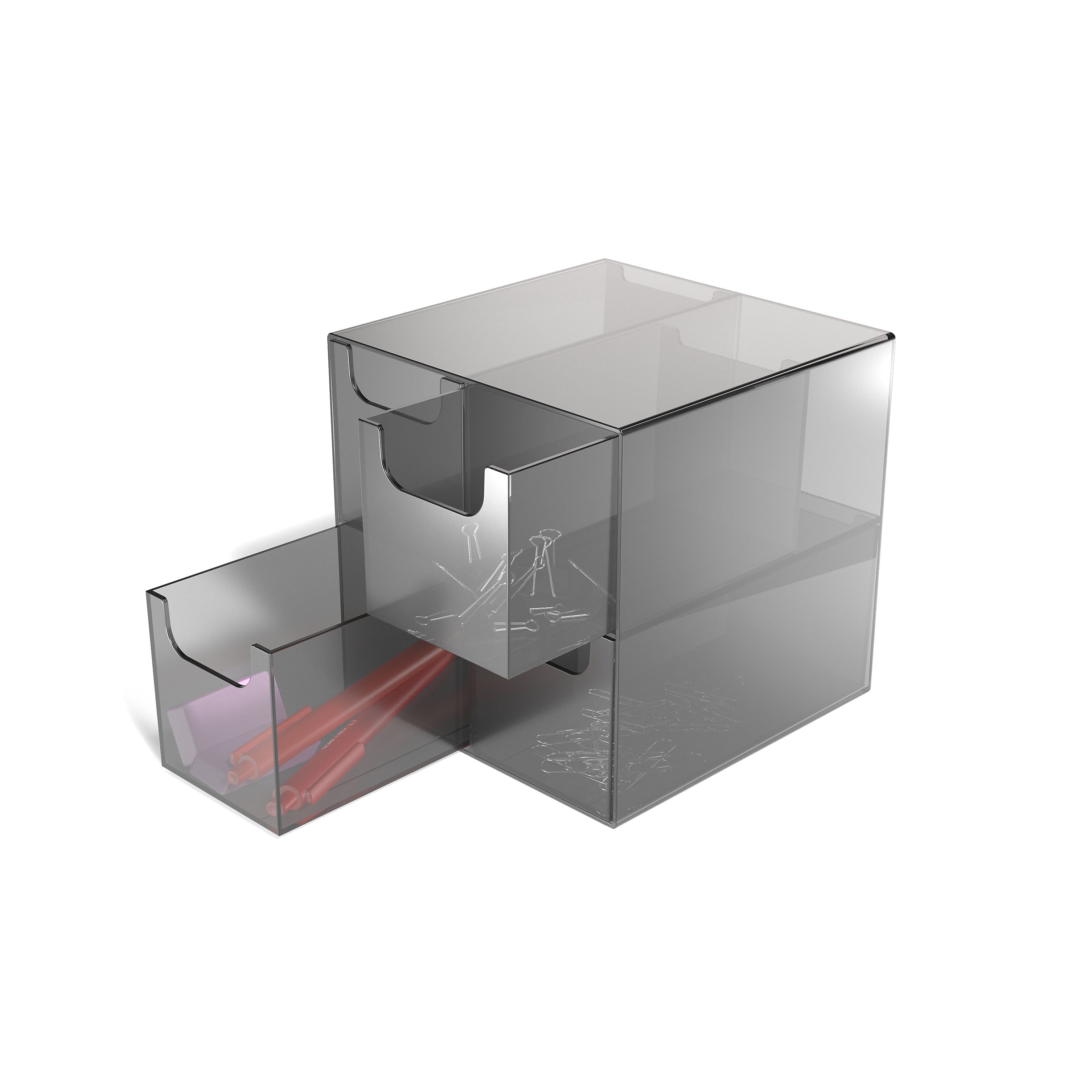 TRU RED™ 4-Compartment Plastic Desktop Organizer, Smoke