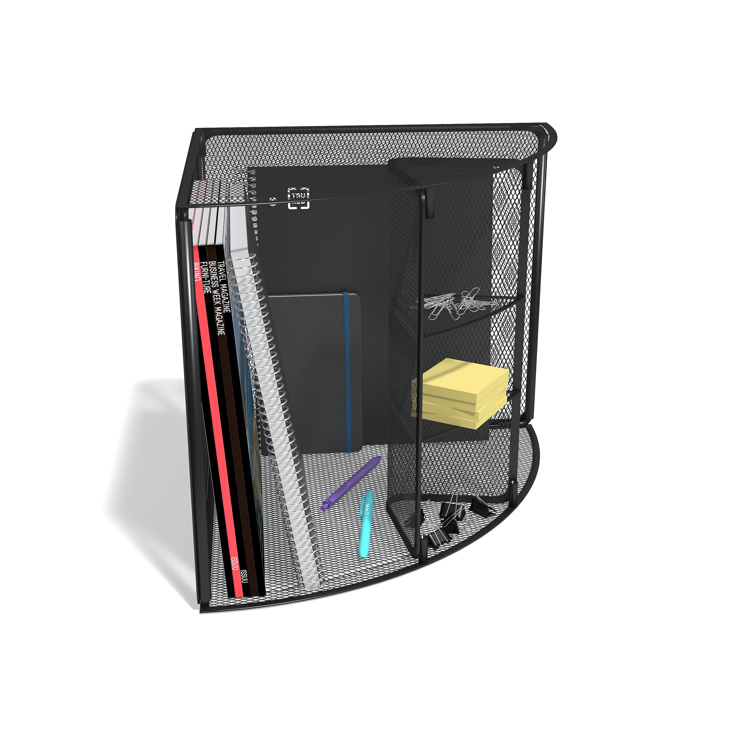TRU RED™ 4-Compartment Wire Mesh Corner Organizer, Matte Black