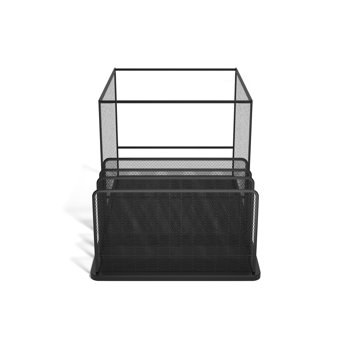 TRU RED™ 4-Compartment Wire Mesh File Organizer, Matte Black