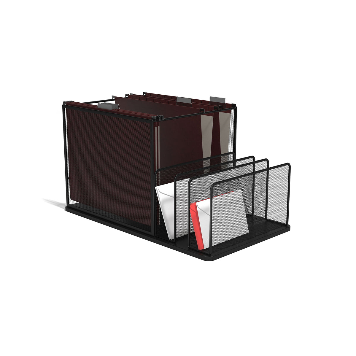 TRU RED™ 4-Compartment Wire Mesh File Organizer, Matte Black