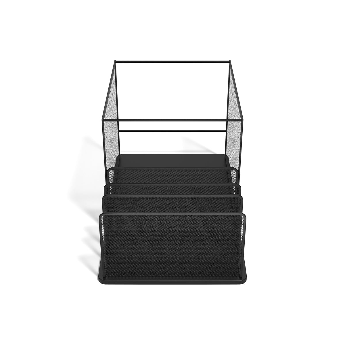 TRU RED™ 4-Compartment Wire Mesh File Organizer, Matte Black