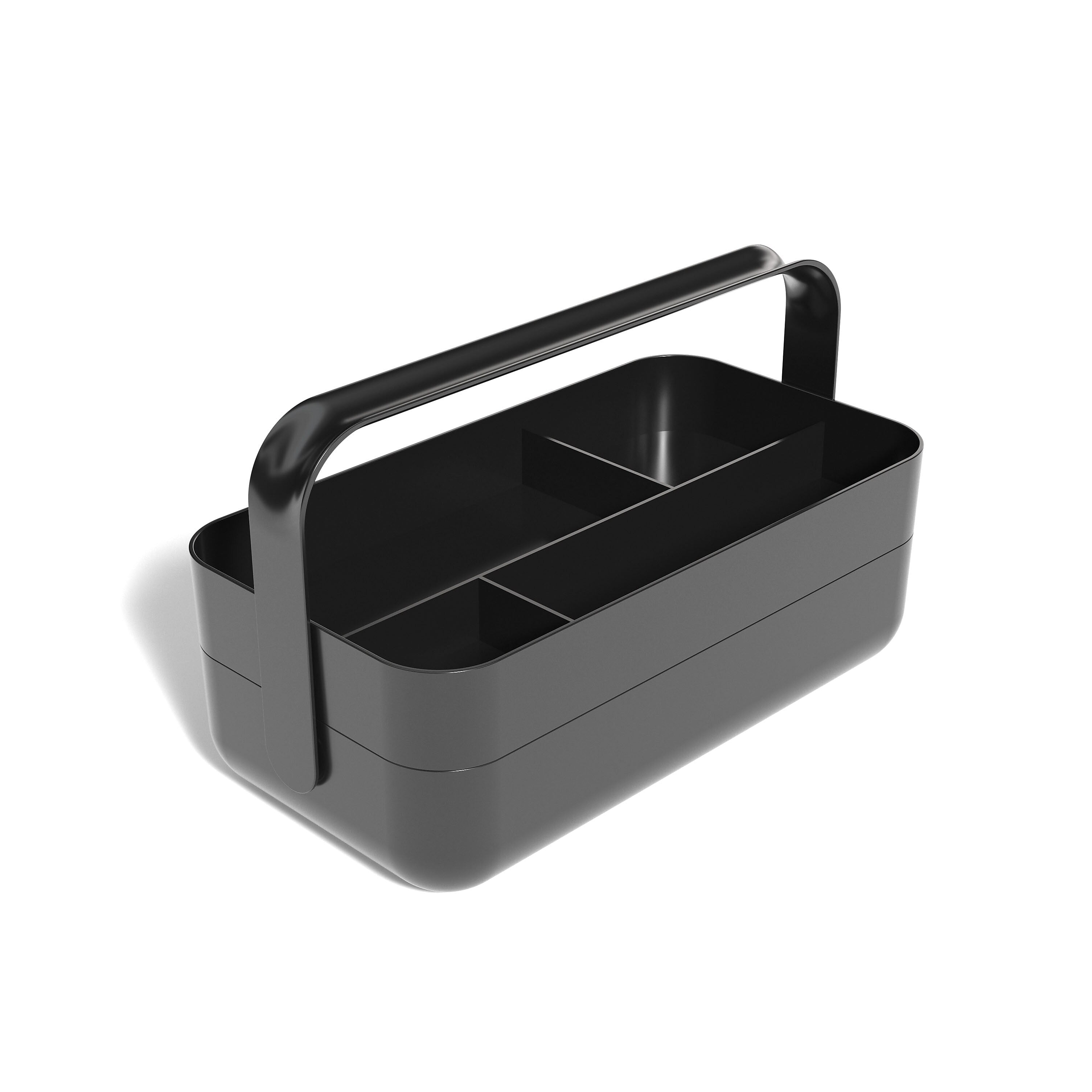 TRU RED™ 5-Compartment Plastic Desktop Organizer with Handle, Black