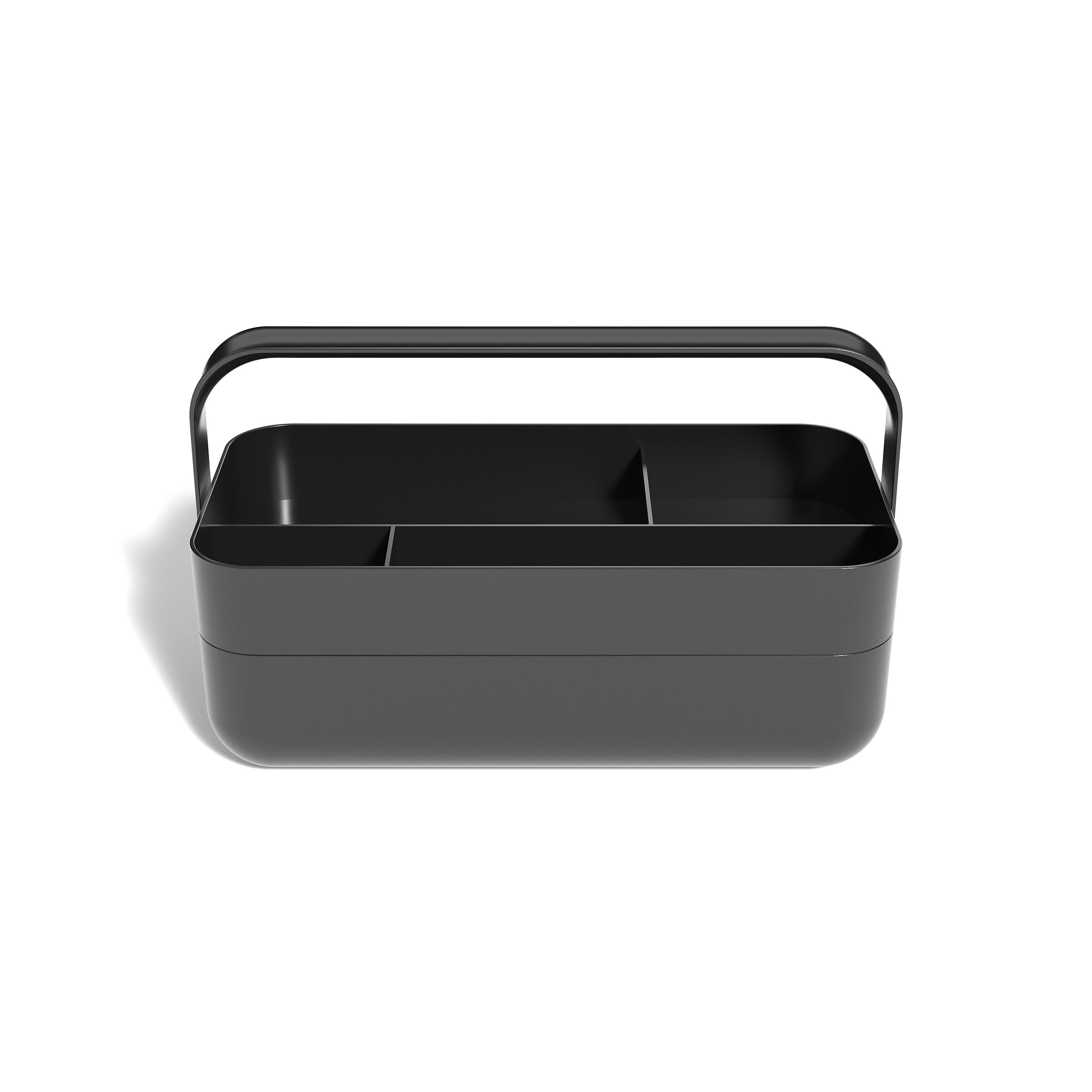 TRU RED™ 5-Compartment Plastic Desktop Organizer with Handle, Black