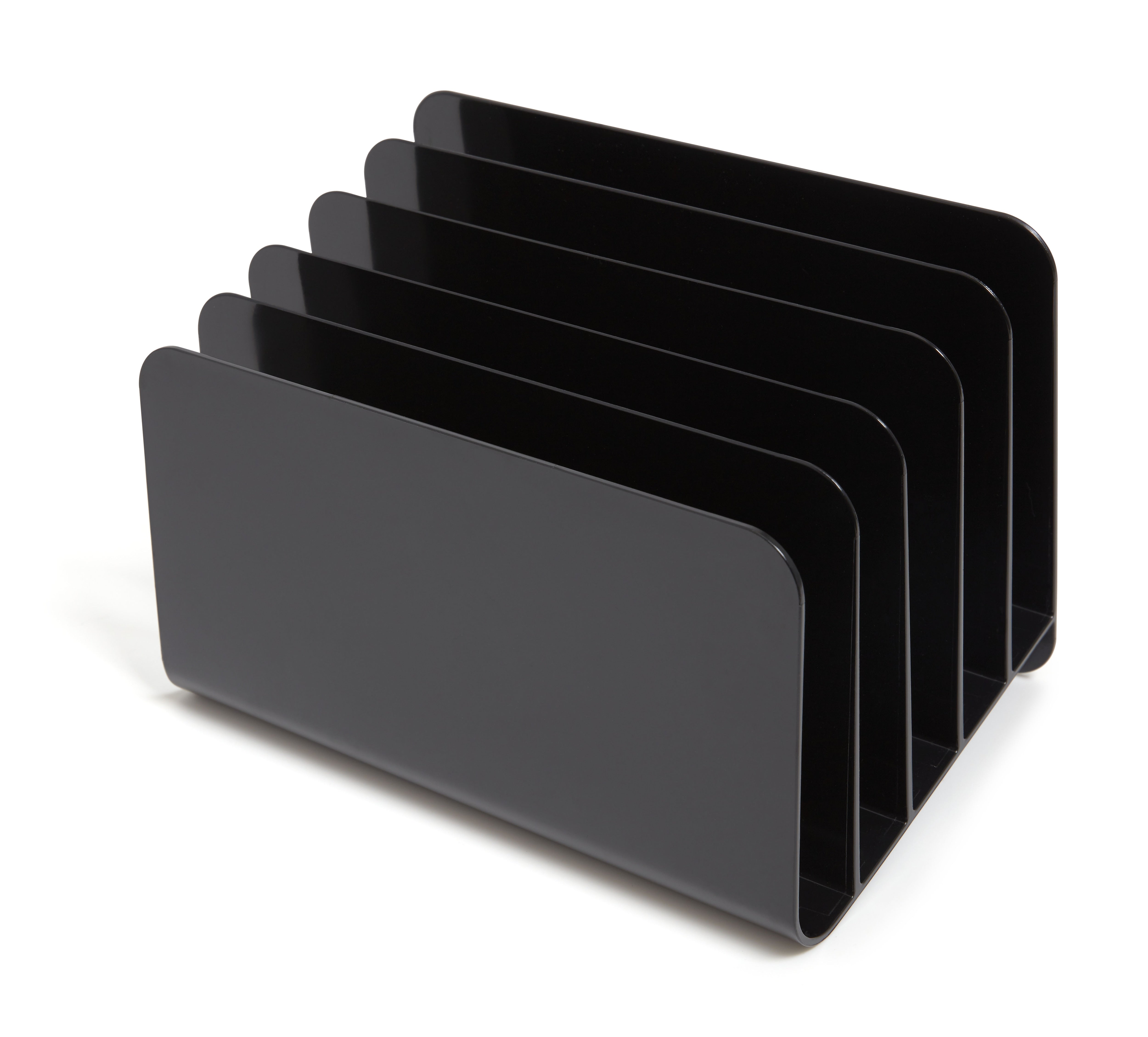 TRU RED™ 5-Compartment Plastic Incline Sorter, Black