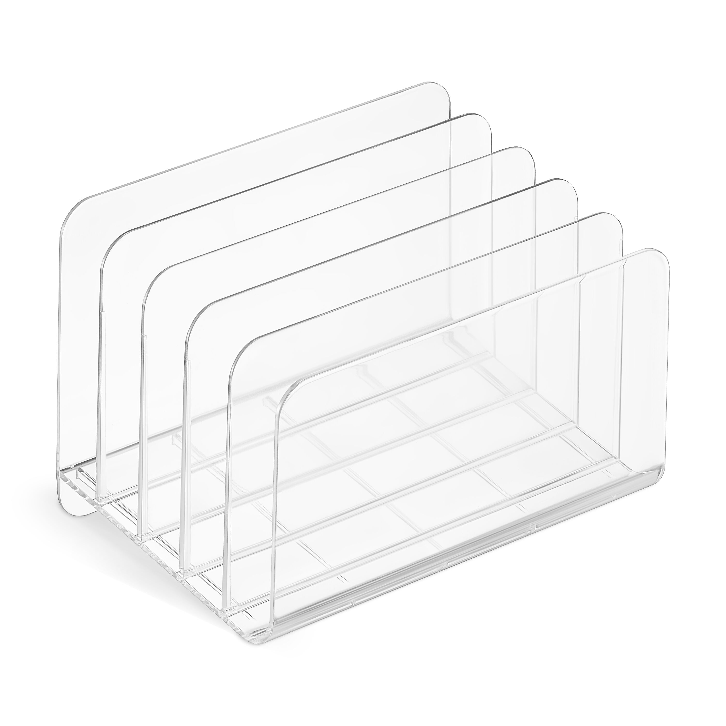 TRU RED™ 5-Compartment Plastic Incline Sorter, Clear