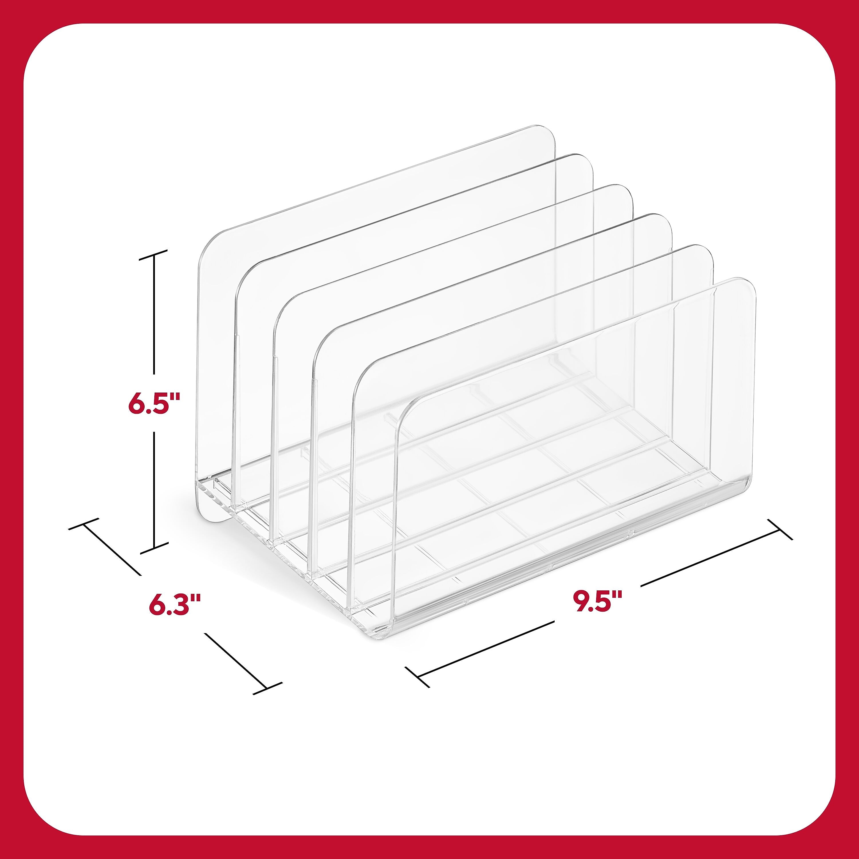 TRU RED™ 5-Compartment Plastic Incline Sorter, Clear