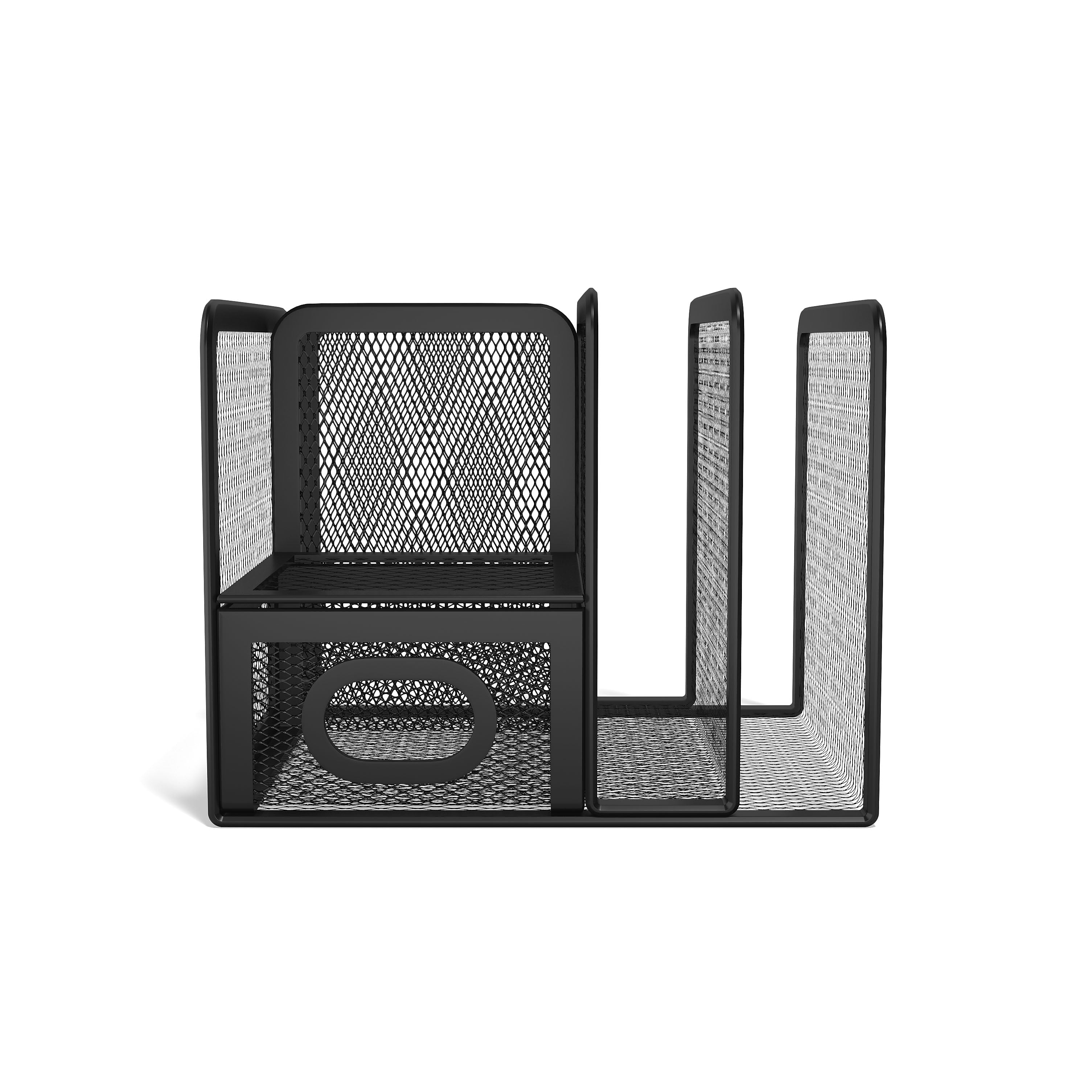 TRU RED™ 5-Compartment Wire Mesh Desk Organizer, Matte Black