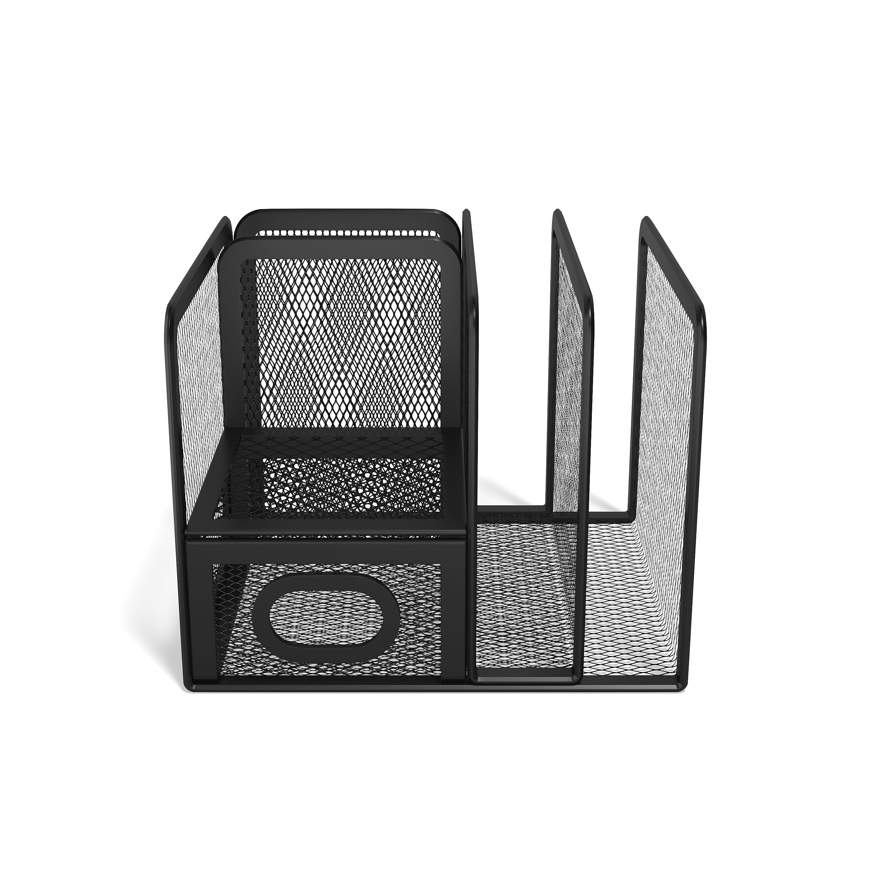 TRU RED™ 5-Compartment Wire Mesh Desk Organizer, Matte Black