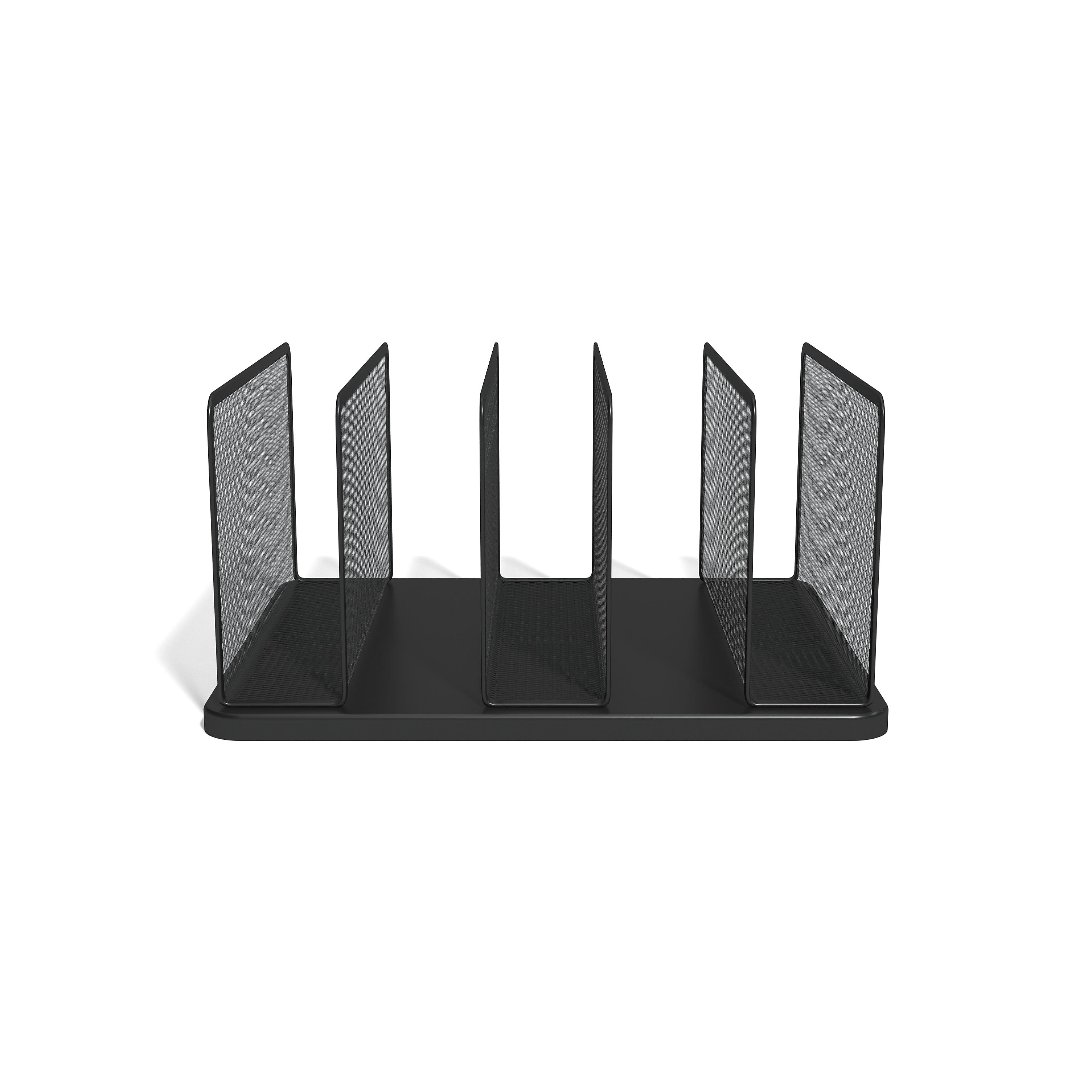 TRU RED™ 5-Compartment Wire Mesh File Organizer, Matte Black