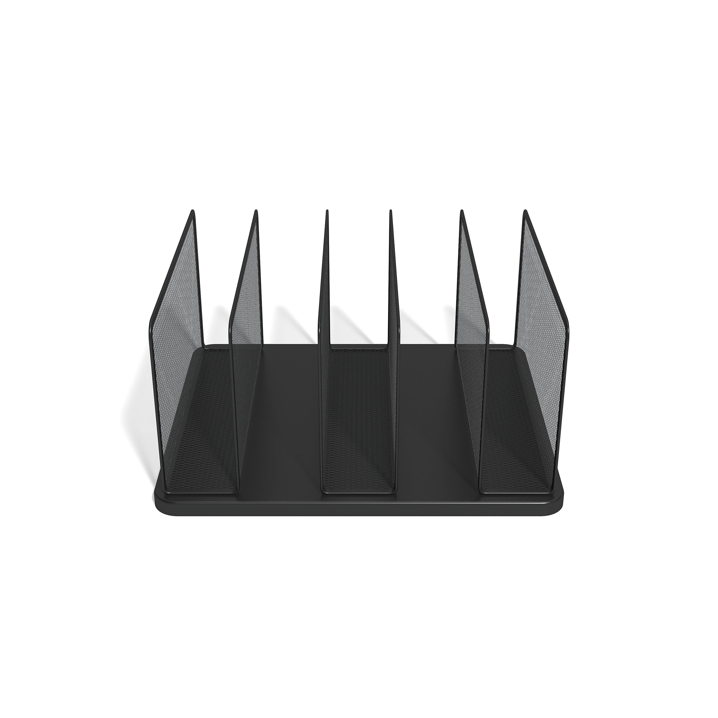 TRU RED™ 5-Compartment Wire Mesh File Organizer, Matte Black