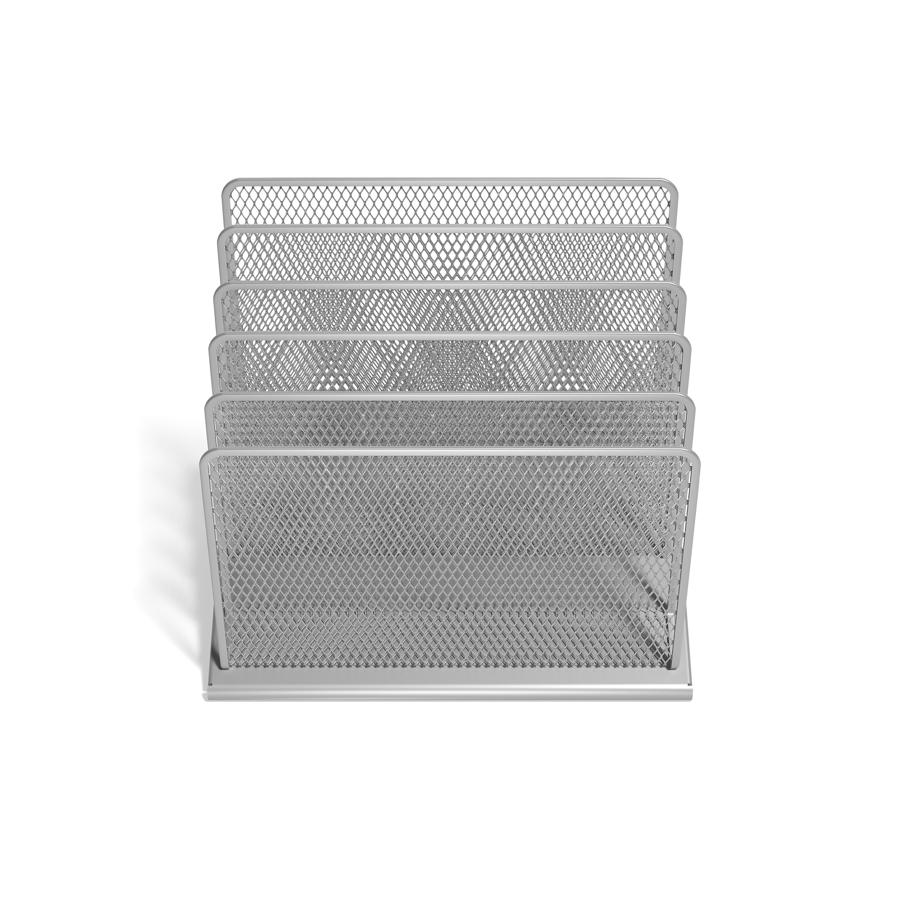 TRU RED™ 5-Compartment Wire Mesh File Organizer, Silver