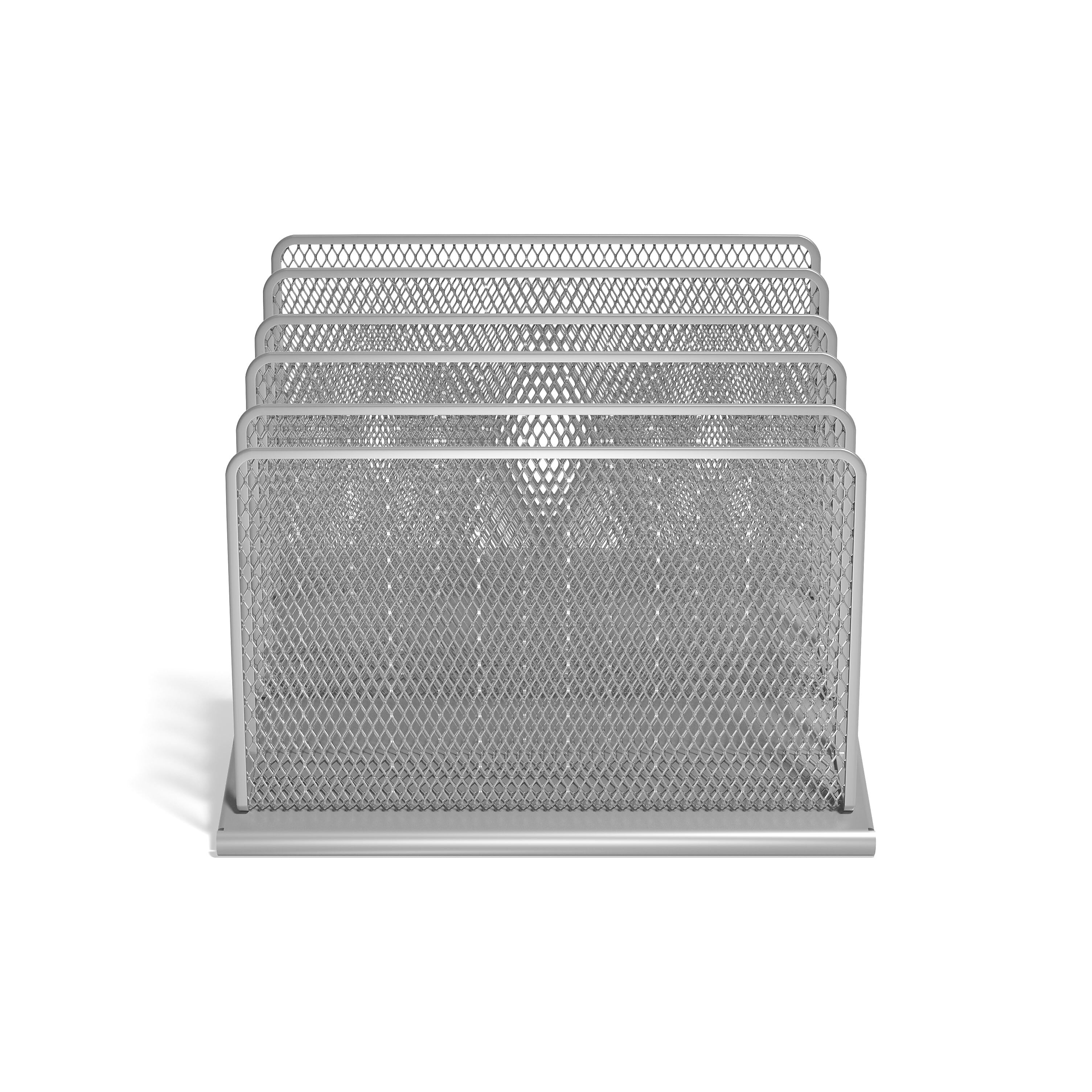 TRU RED™ 5-Compartment Wire Mesh File Organizer, Silver