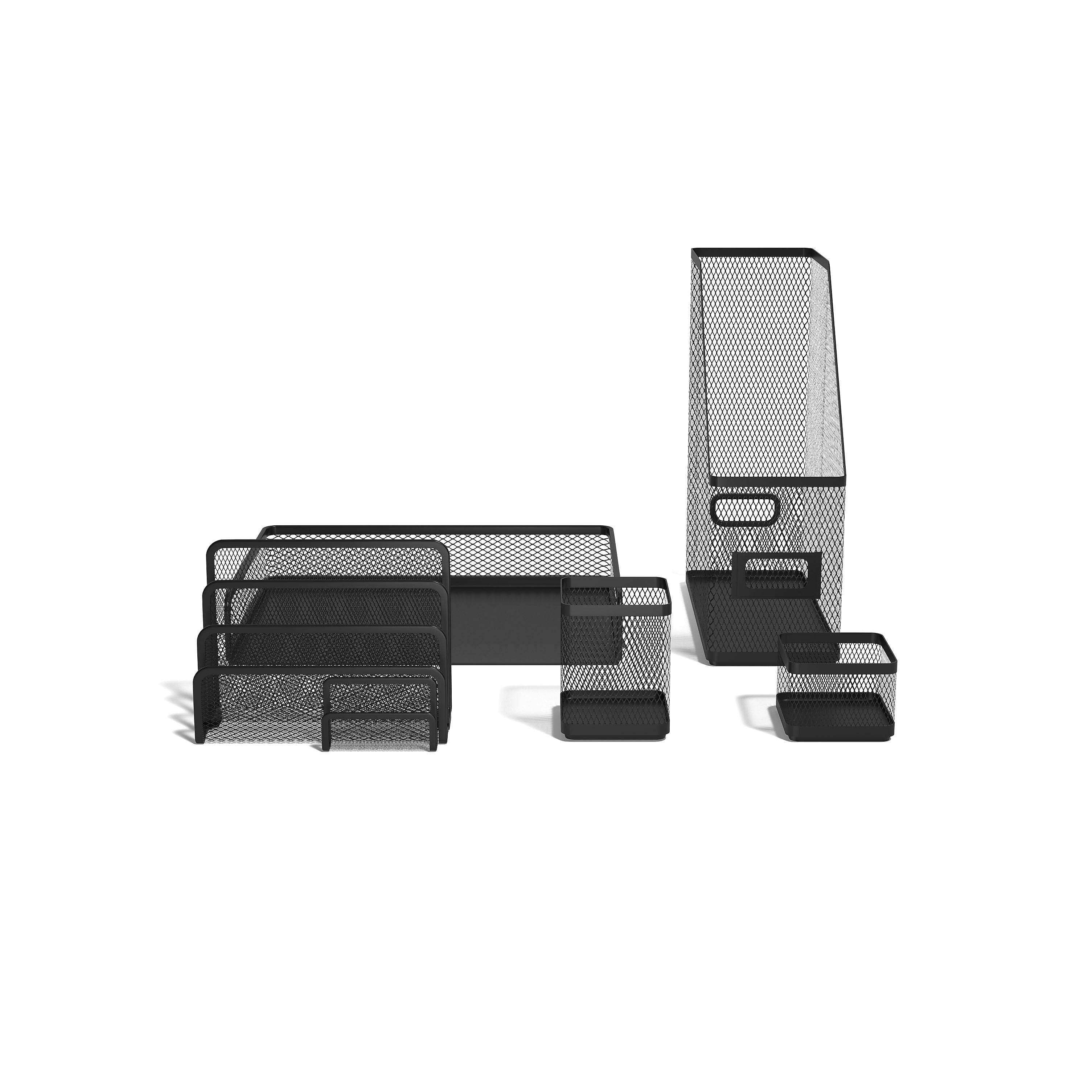 TRU RED™ 5 Piece Wire Mesh Organizer Set, Matte Black