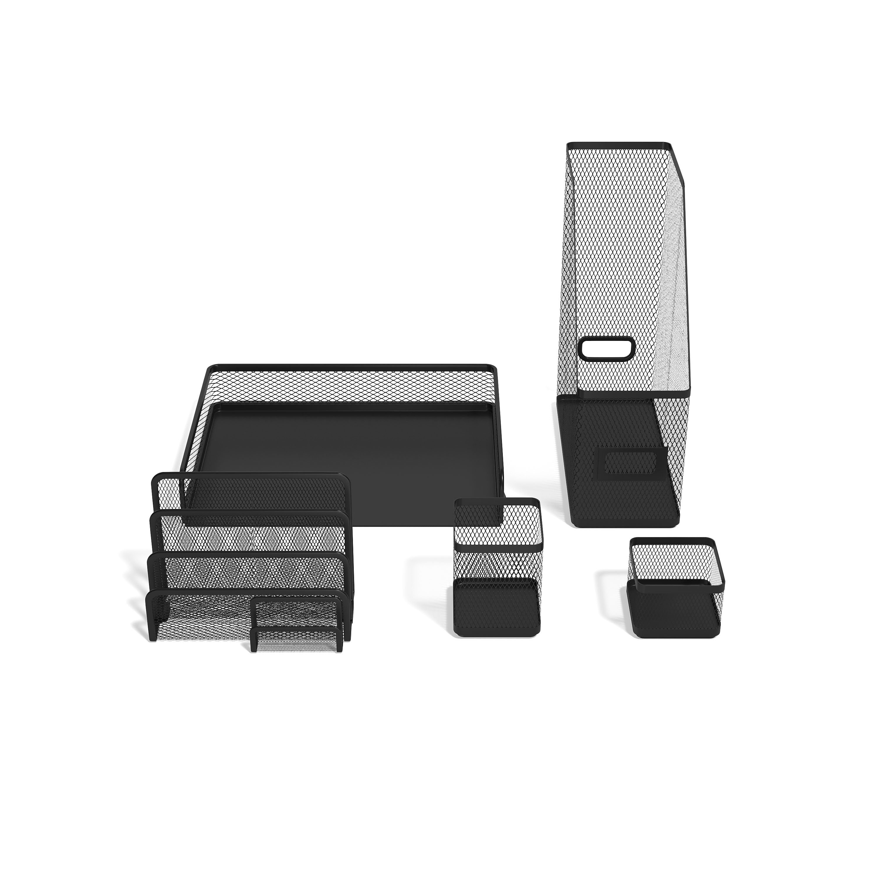 TRU RED™ 5 Piece Wire Mesh Organizer Set, Matte Black