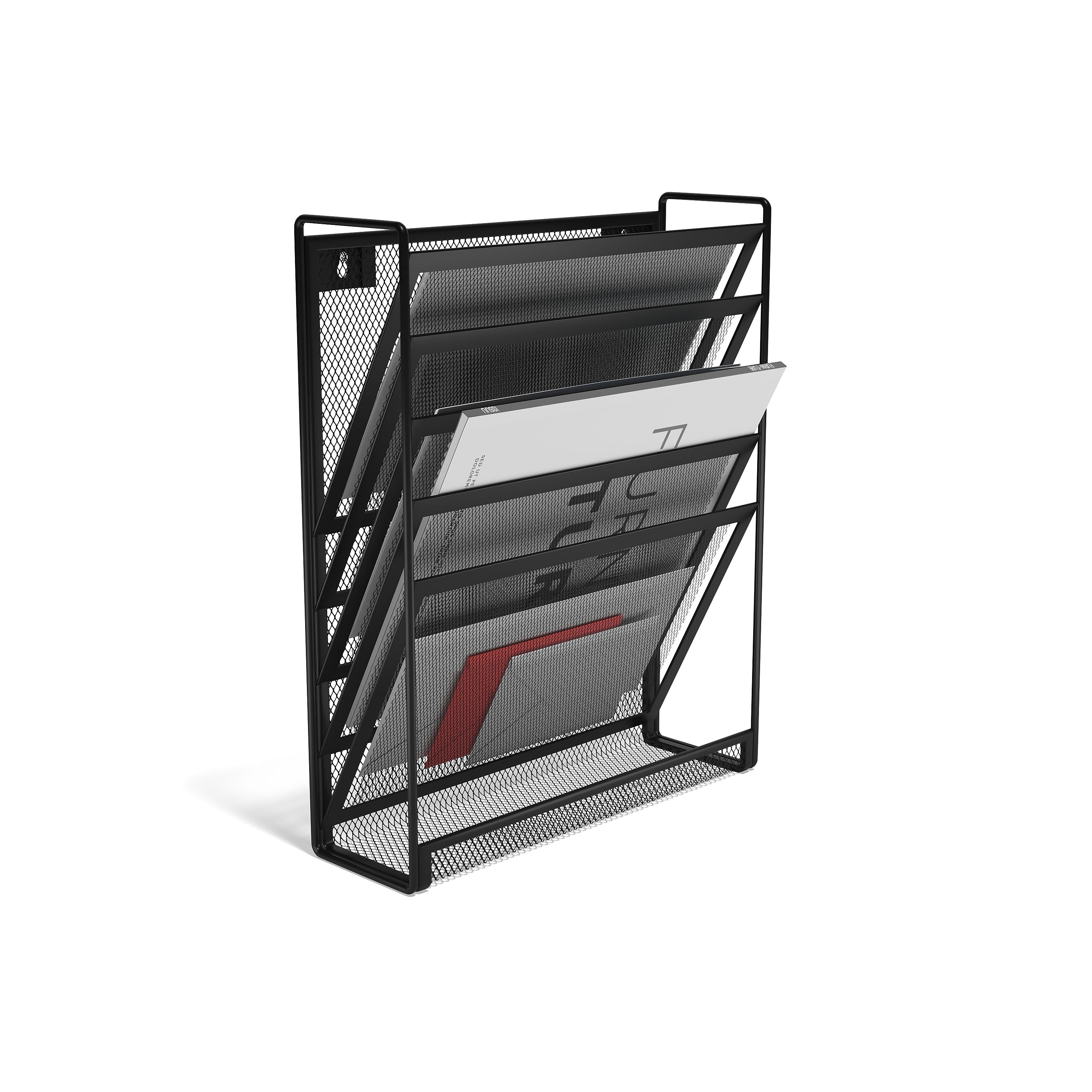 TRU RED™ 5-Pocket Metal Mesh Mountable Wall File, Black