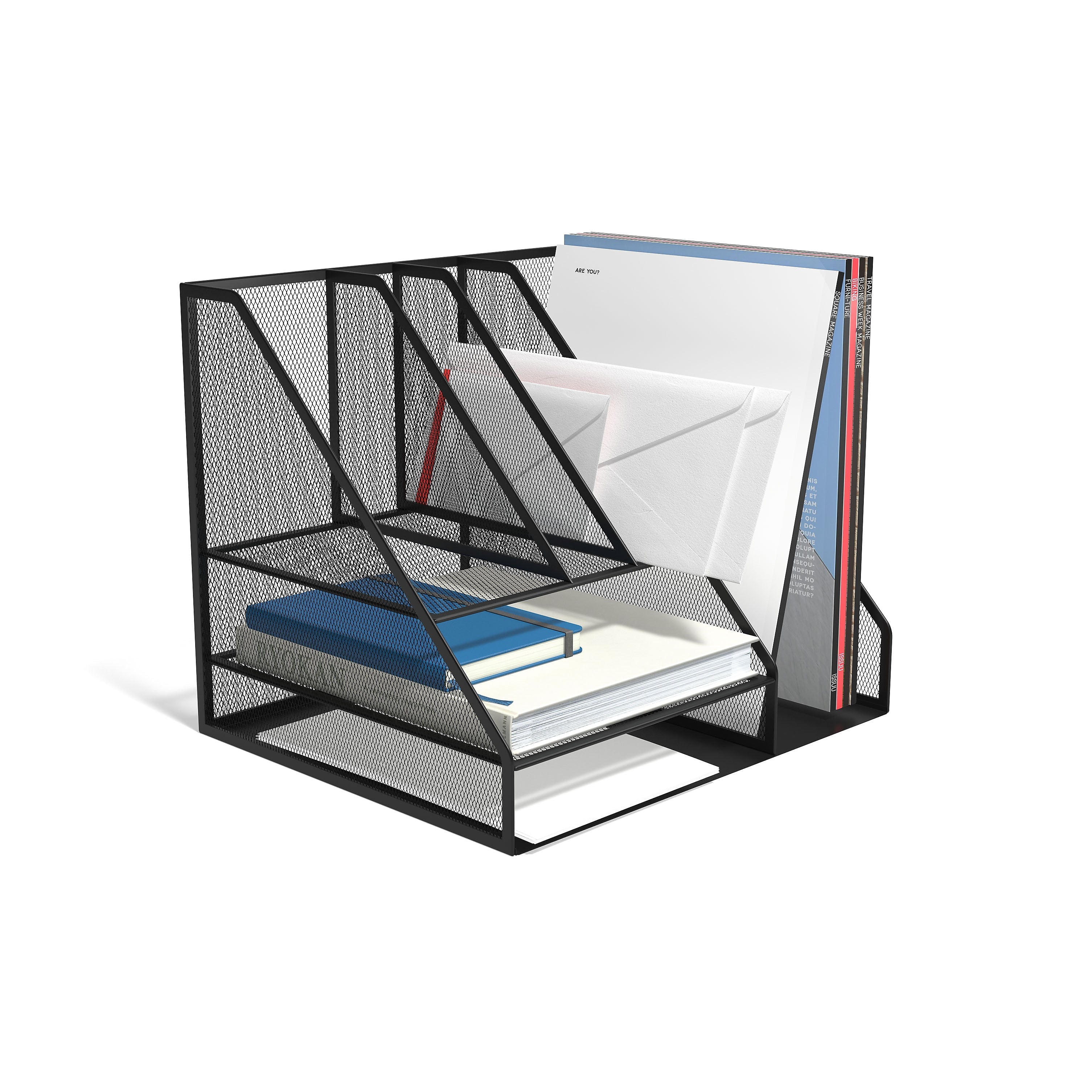 TRU RED™ 6-Compartment Metal, Matte Black