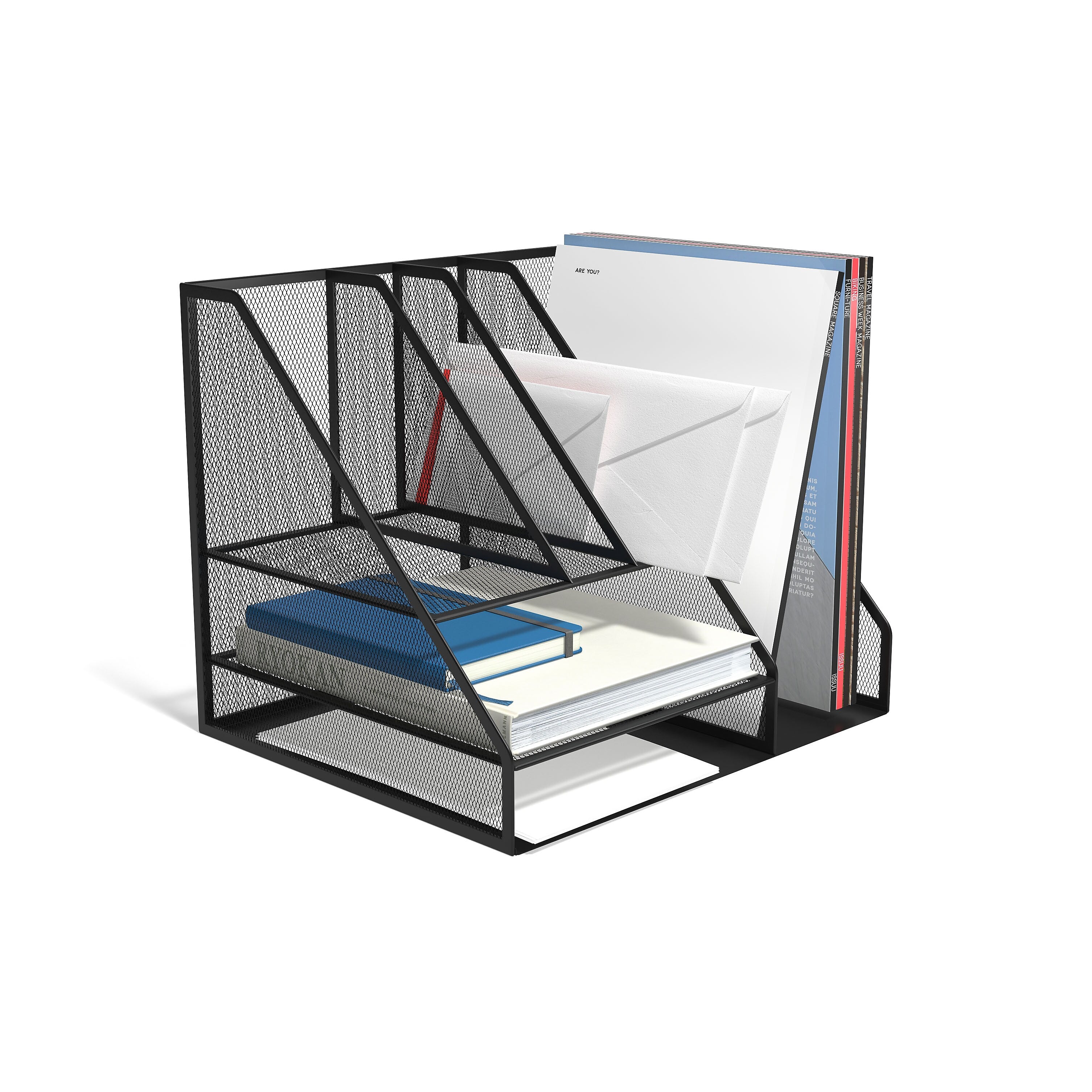 TRU RED™ 6-Compartment Metal, Matte Black