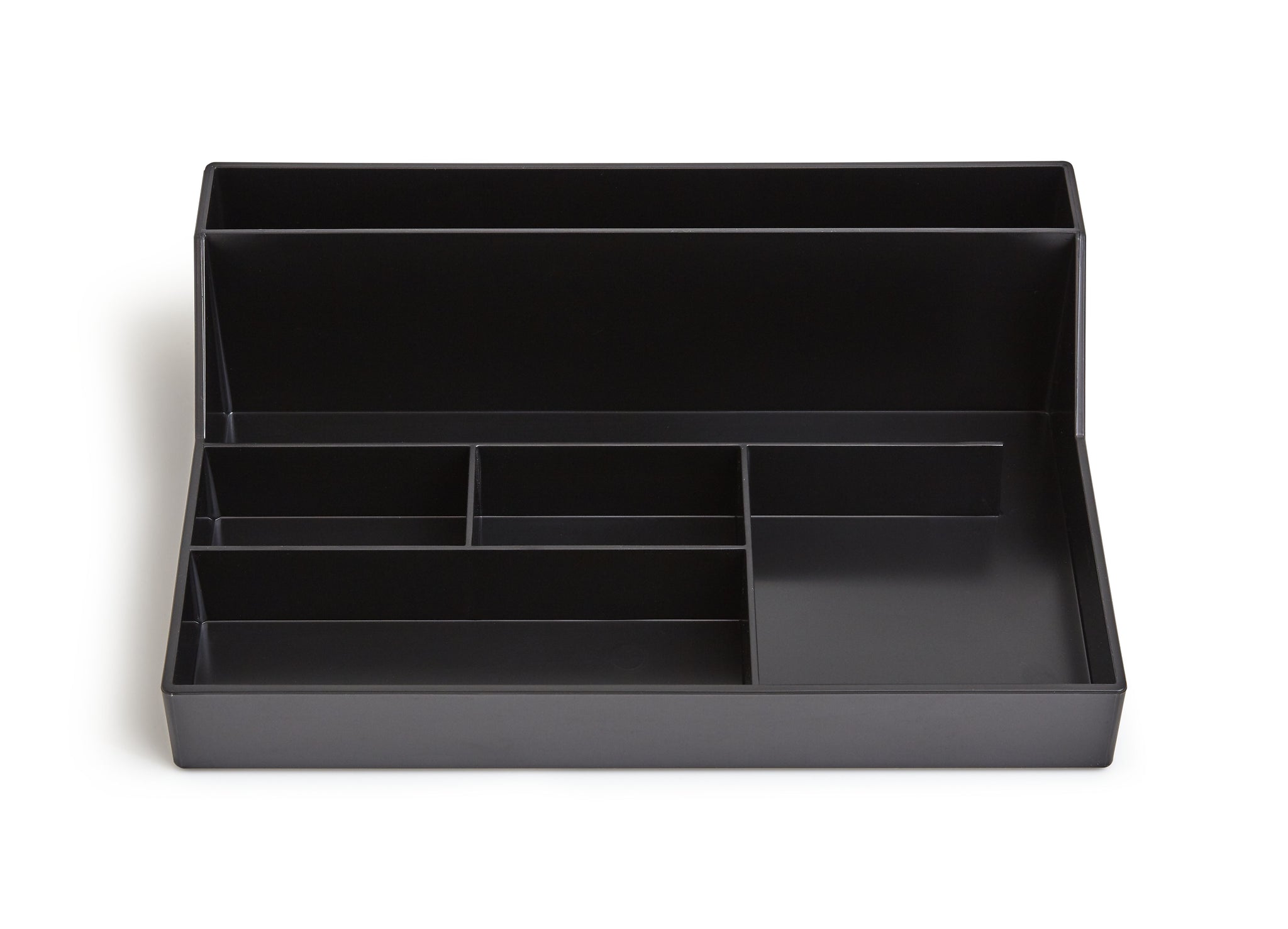 TRU RED™ 6-Compartment Plastic Desktop Organizer, Black