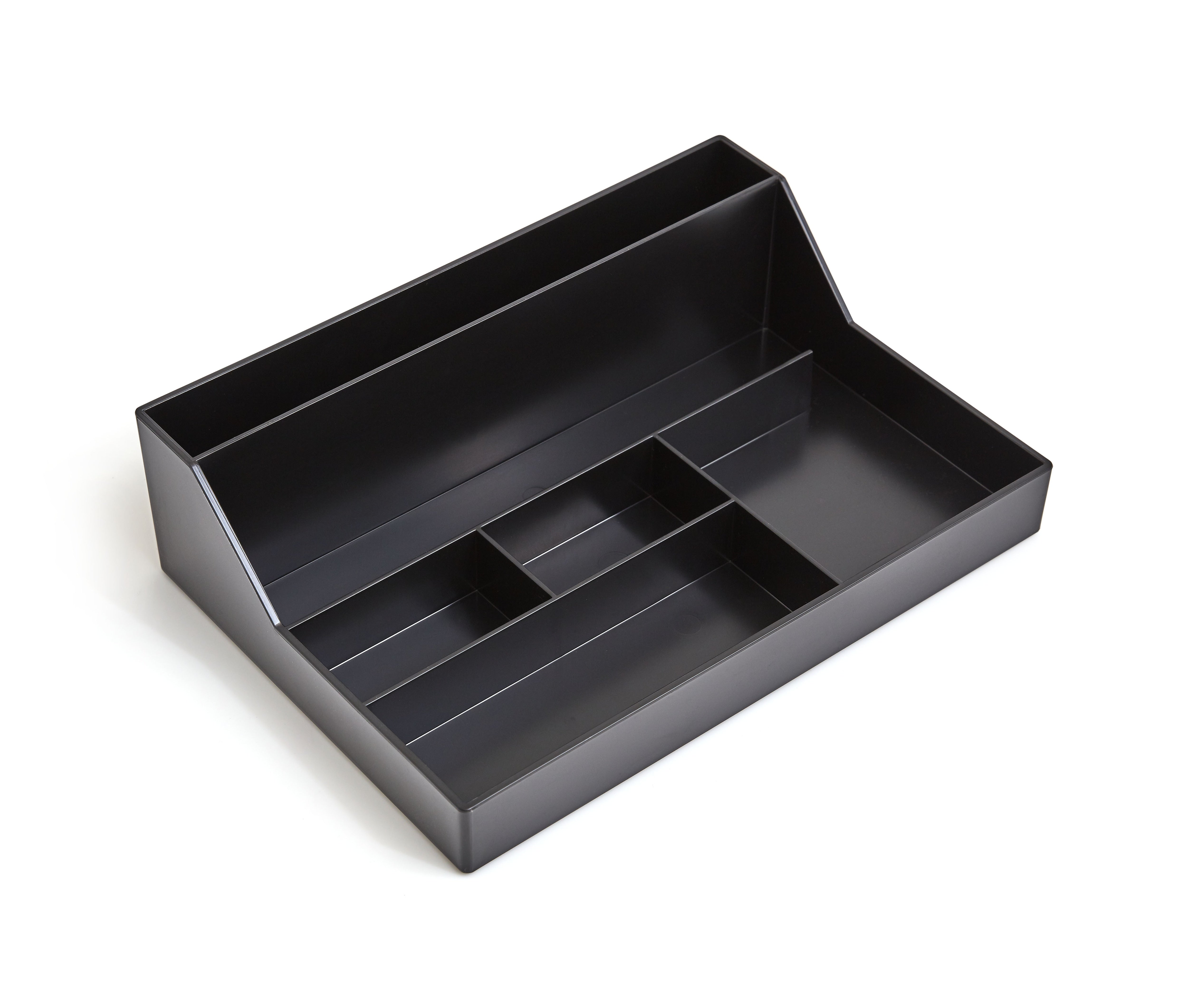 TRU RED™ 6-Compartment Plastic Desktop Organizer, Black