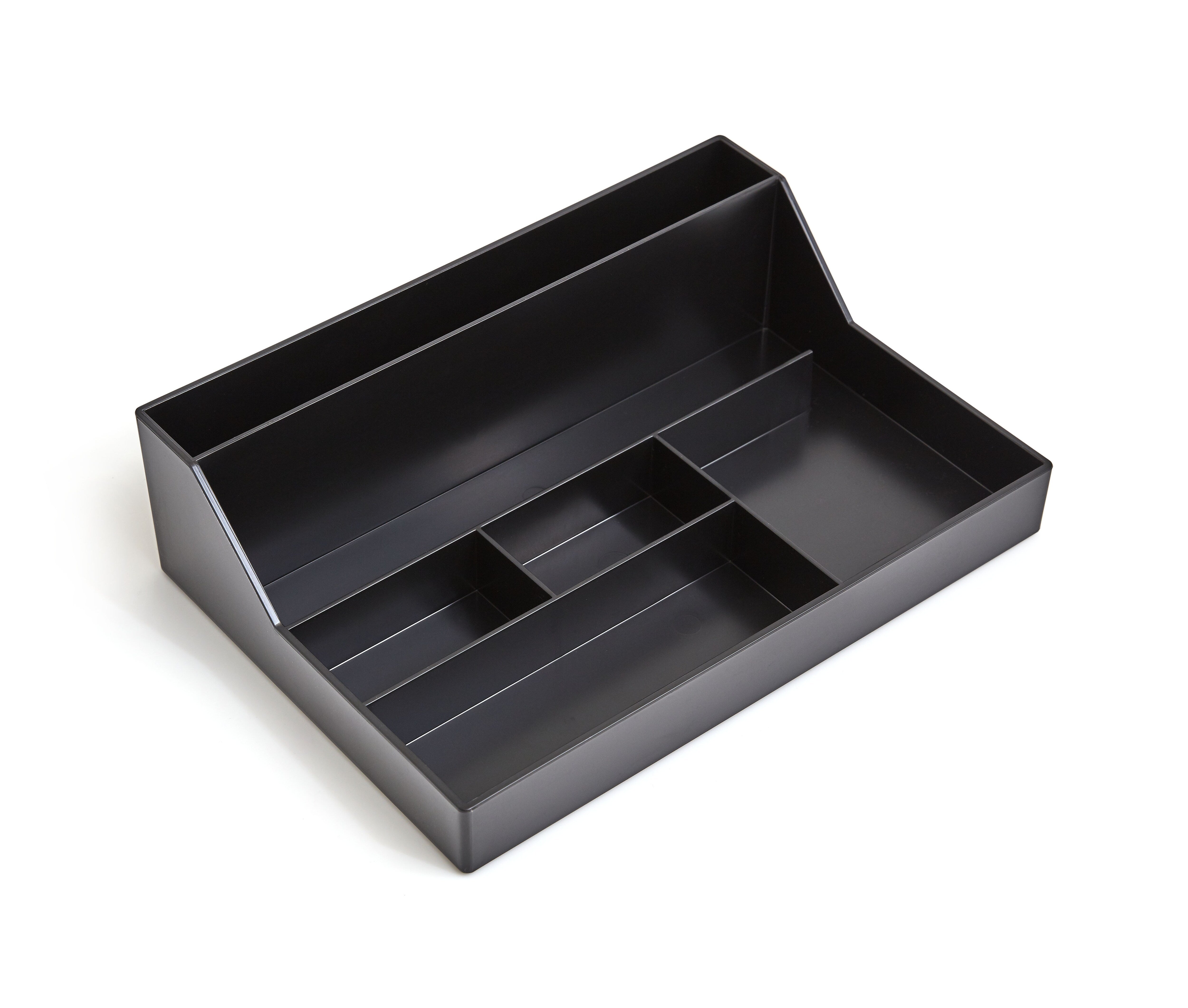 TRU RED™ 6-Compartment Plastic Desktop Organizer, Black
