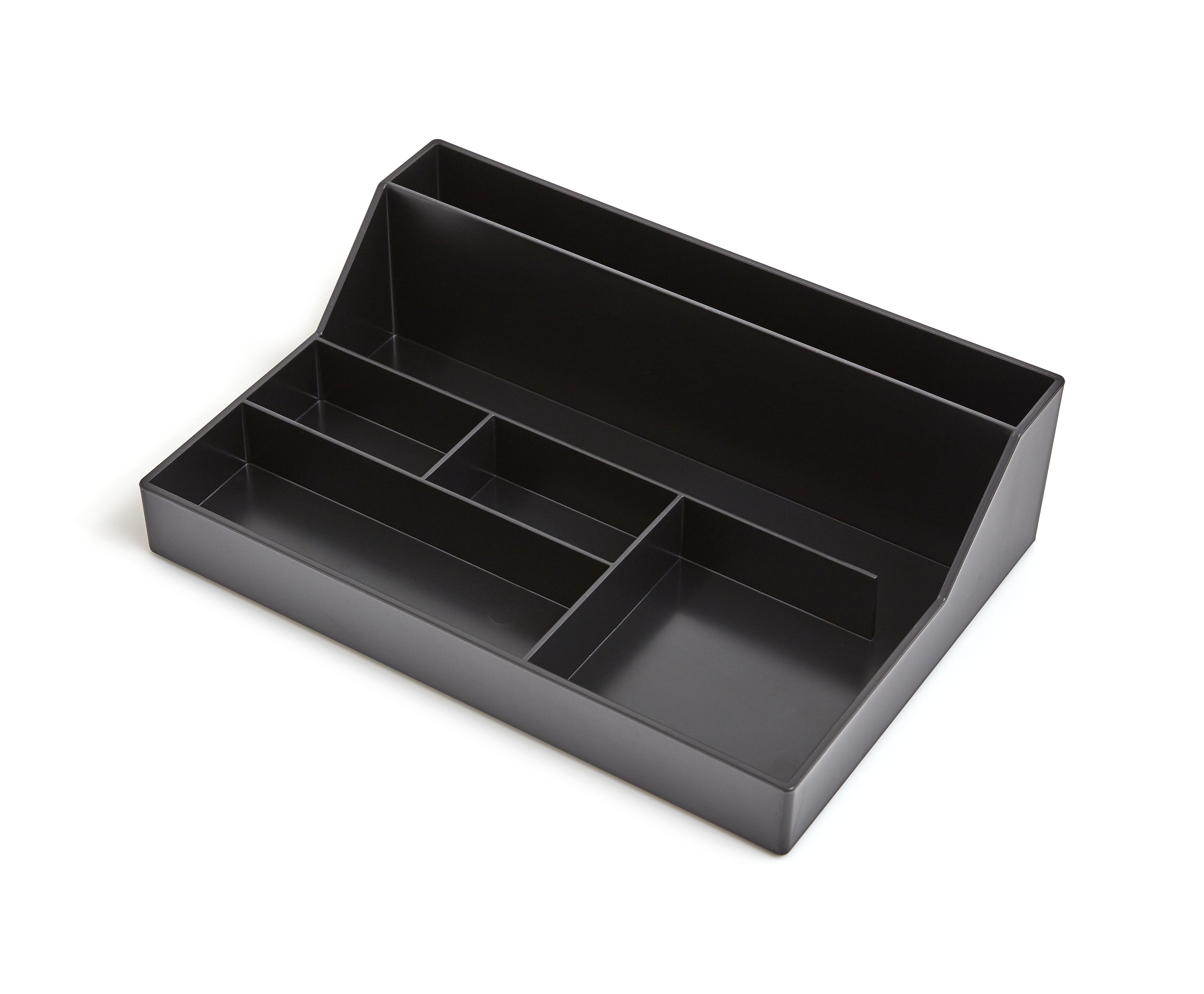 TRU RED™ 6-Compartment Plastic Desktop Organizer, Black