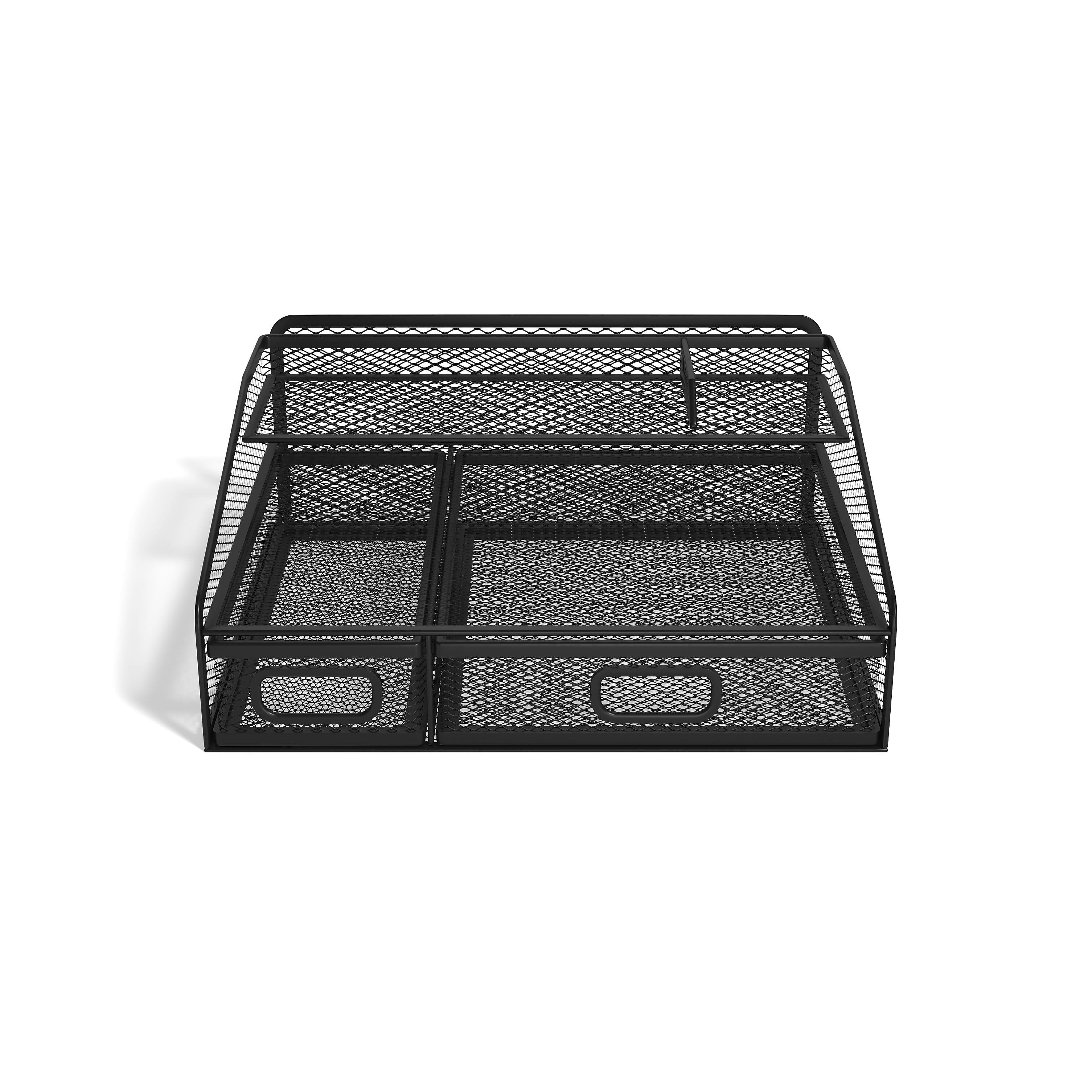 TRU RED™ 6-Compartment Wire Mesh Accessory Holder, Matte Black