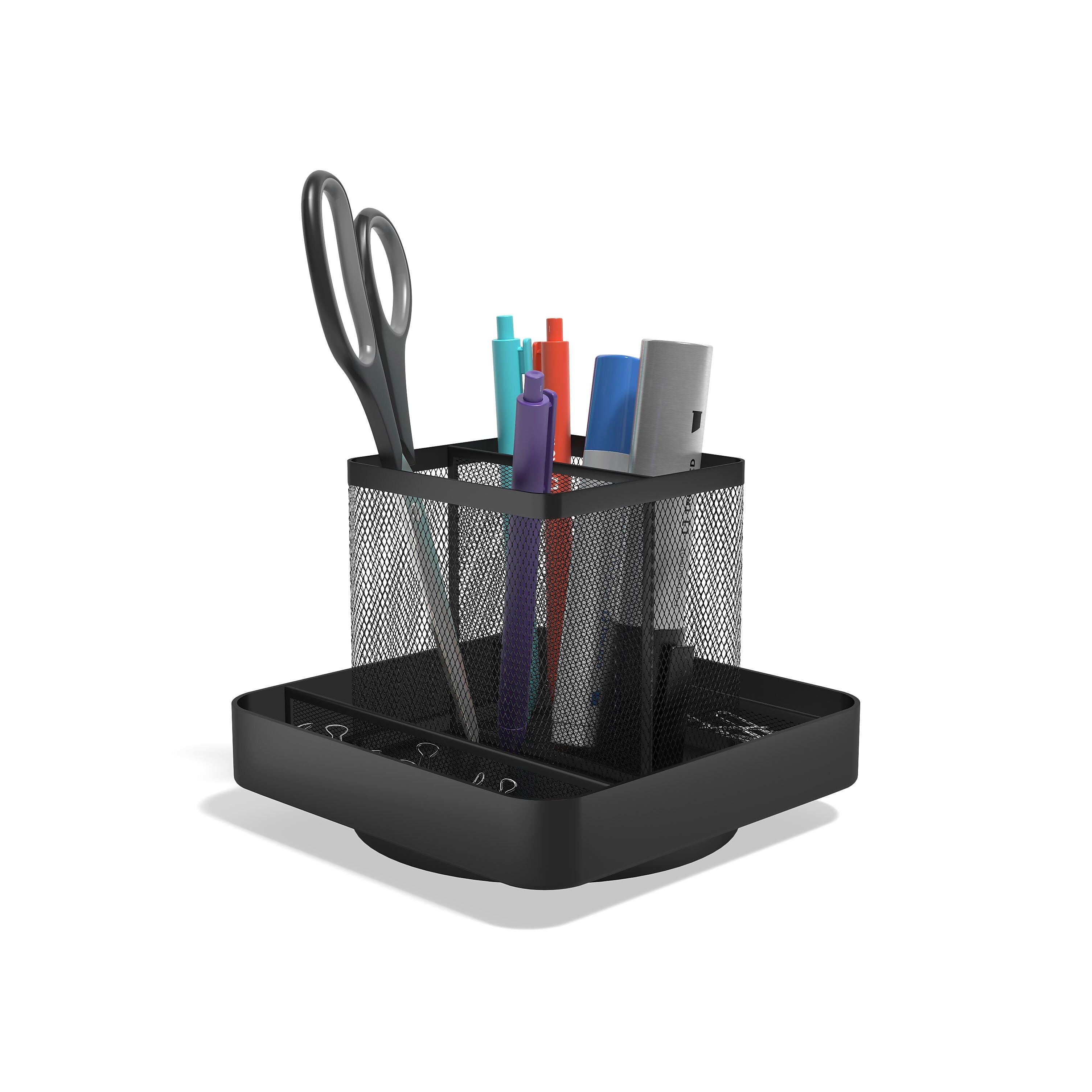 TRU RED™ 6-Compartment Wire Mesh Desk Organizer, Matte Black