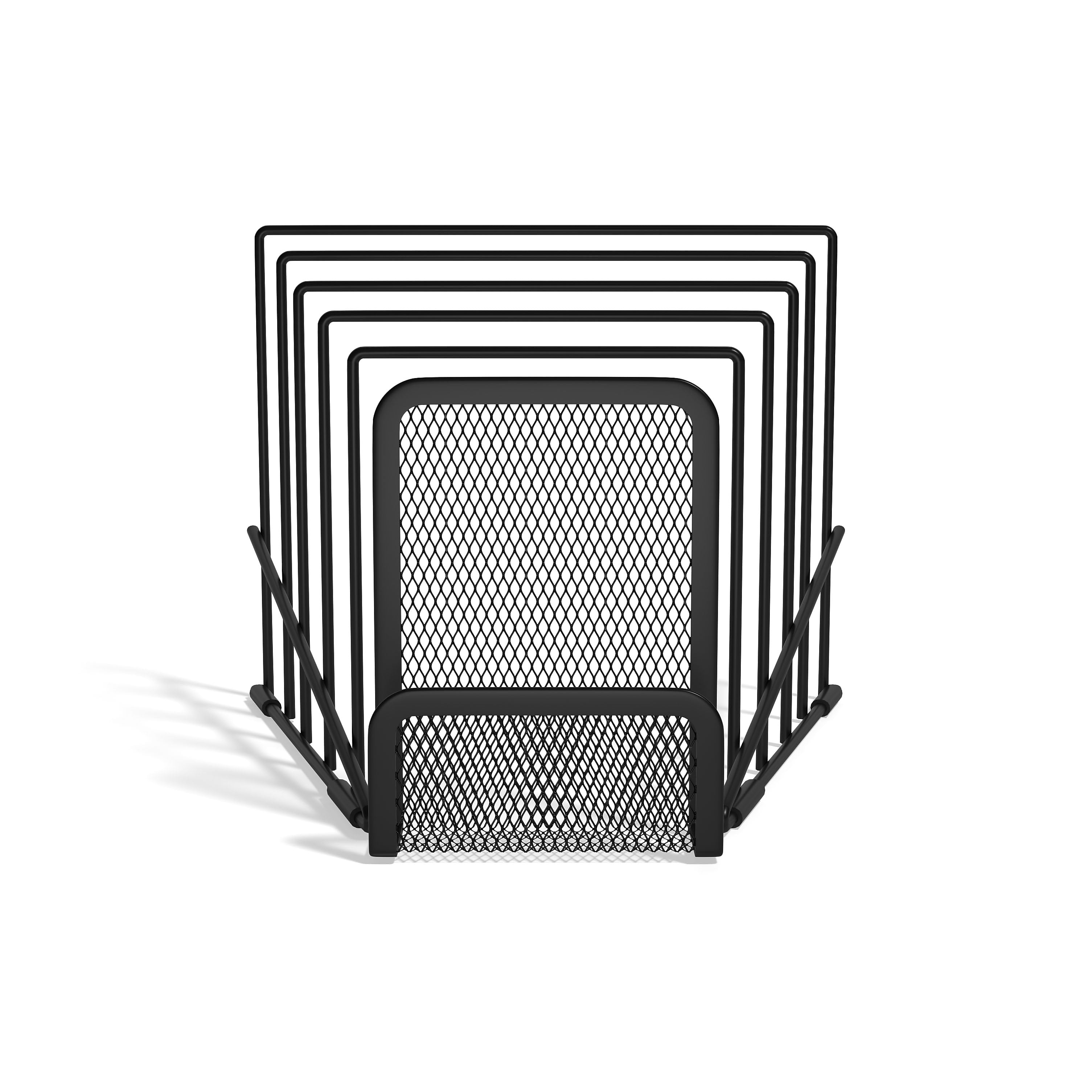 TRU RED™ 6-Compartment Wire Mesh Letter Holder, Matte Black