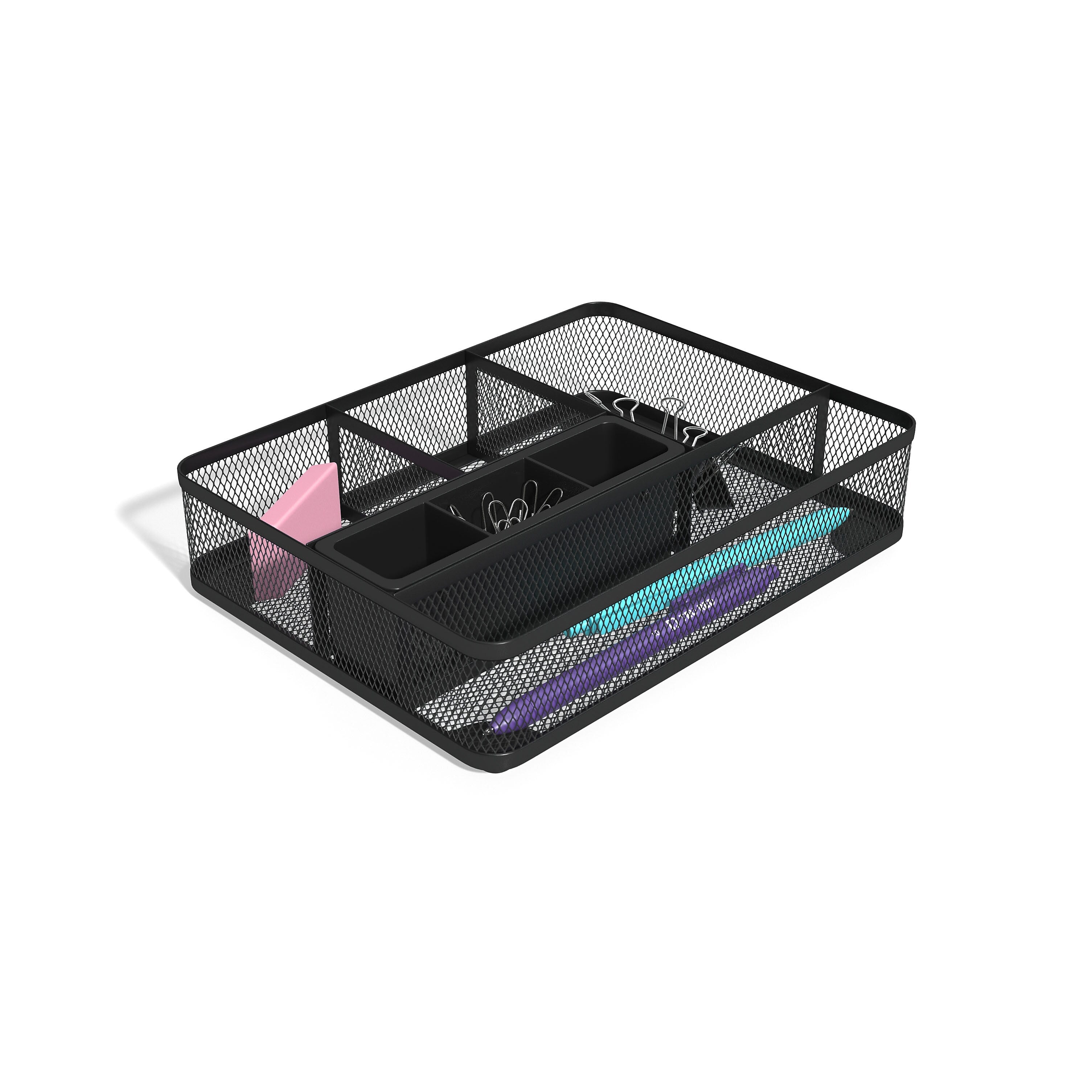 TRU RED™ 7 Compartment Mesh Drawer Organizer, Matte Black