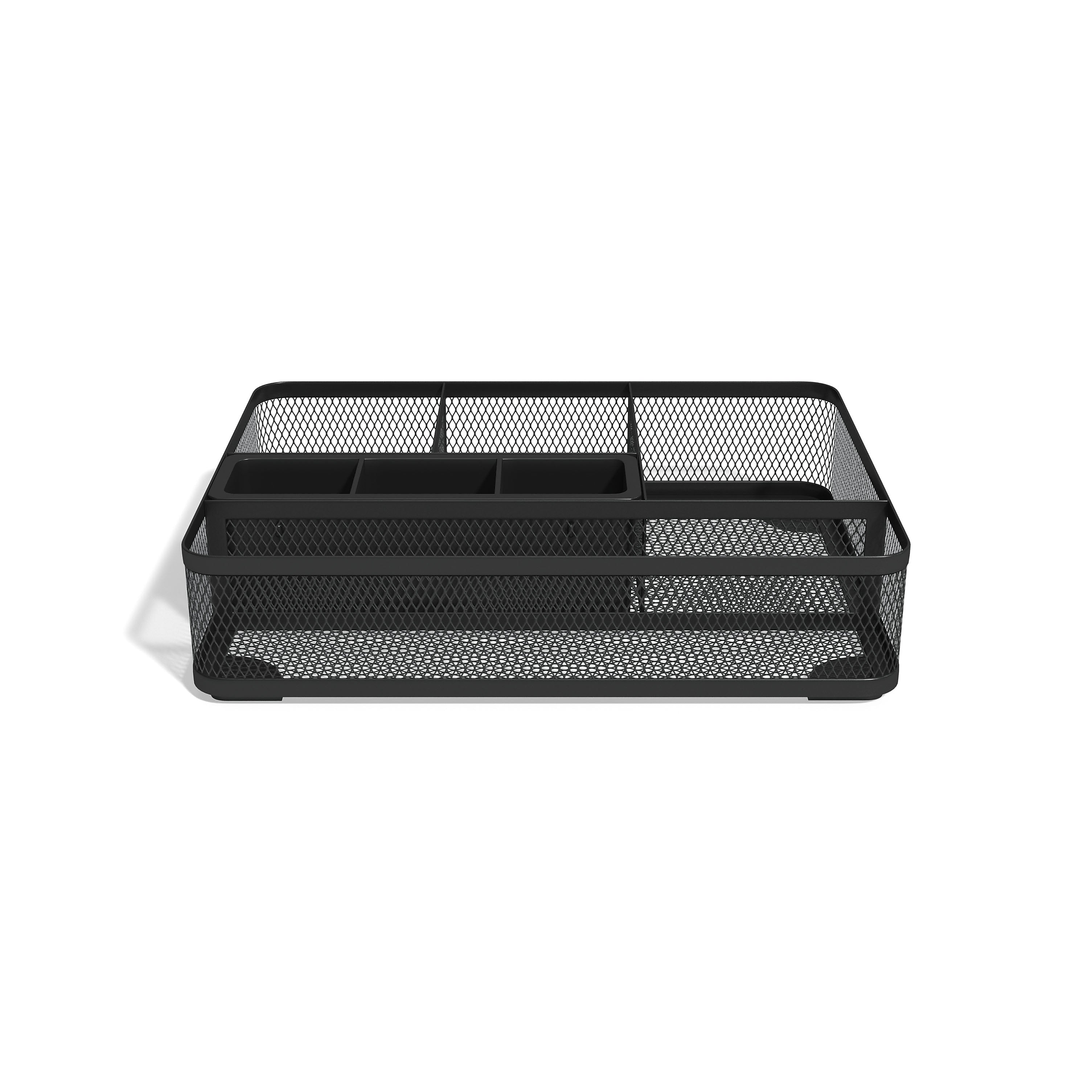 TRU RED™ 7 Compartment Mesh Drawer Organizer, Matte Black
