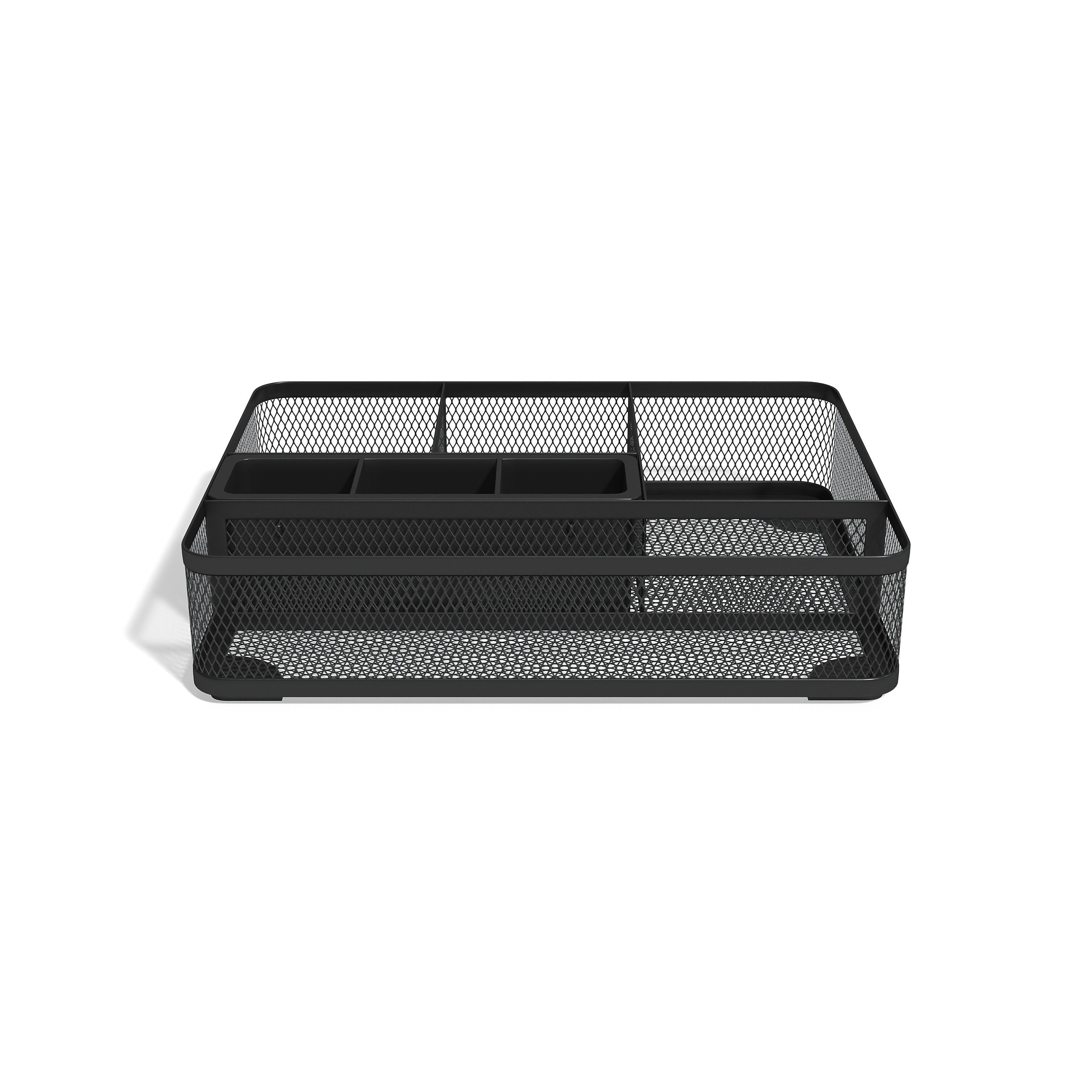 TRU RED™ 7 Compartment Mesh Drawer Organizer, Matte Black