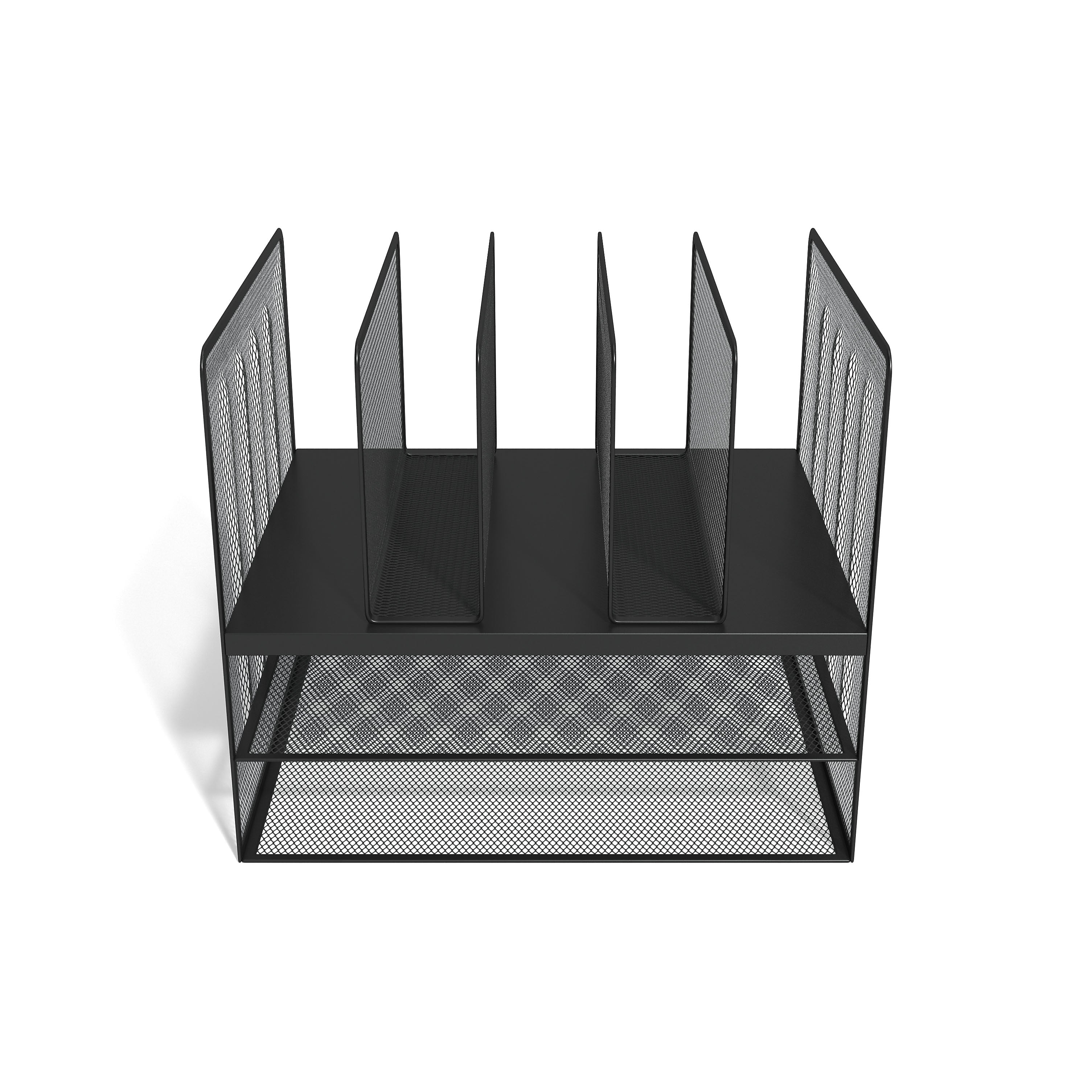 TRU RED™ 7-Compartment Metal Mesh File Organizer, Matte Black