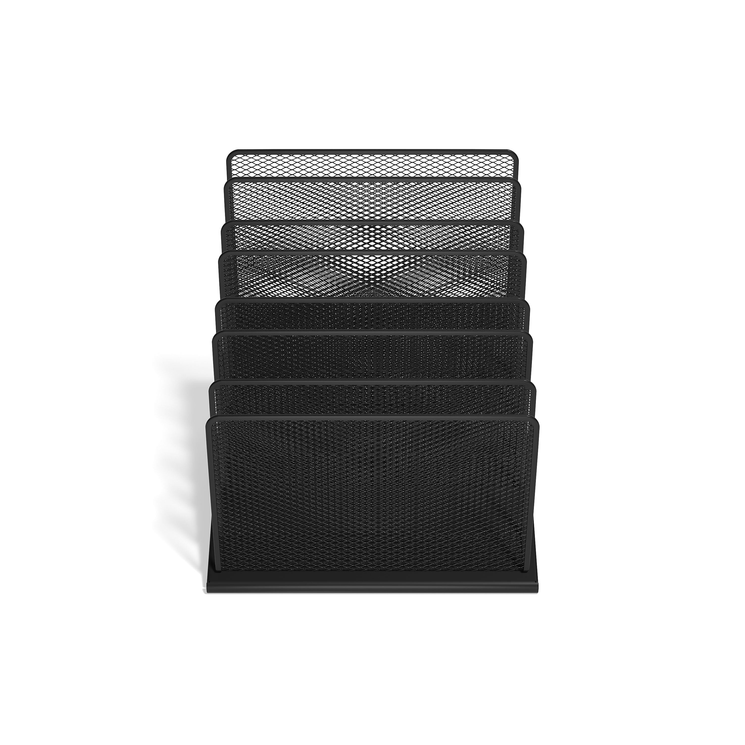 TRU RED™ 7-Compartment Metal Mesh File Organizer, Matte Black