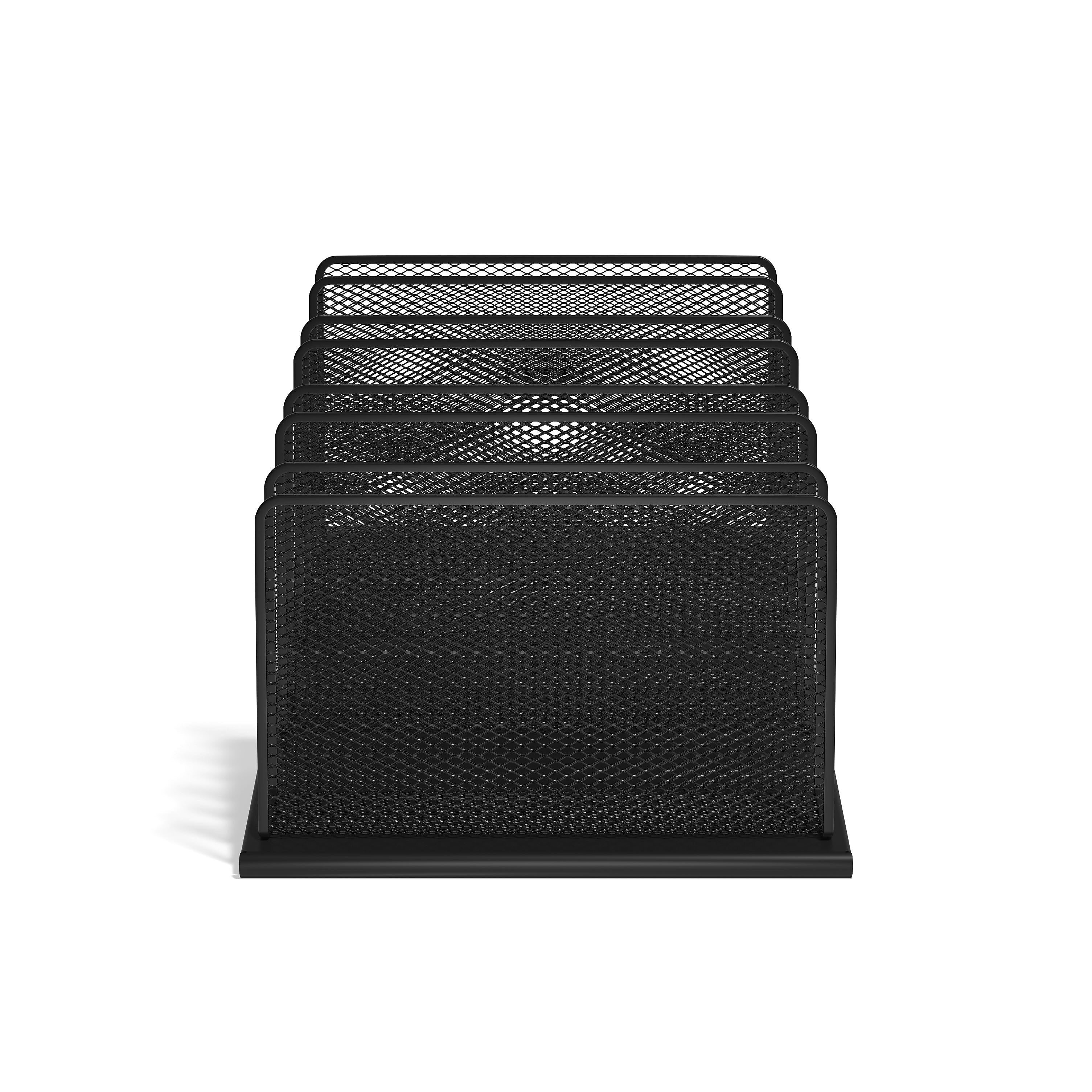 TRU RED™ 7-Compartment Metal Mesh File Organizer, Matte Black
